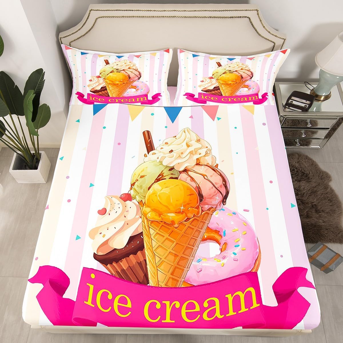 Castle Fairy Cartoon Pirate Ship Fitted Sheet Twin Size Marine Adventure Bedding Set Girls Boys Kids Underwater Fish Bed Cover Cute Octopus Jellyfish Bed Sheet,1 Pillowcase(No Flat Sheet)