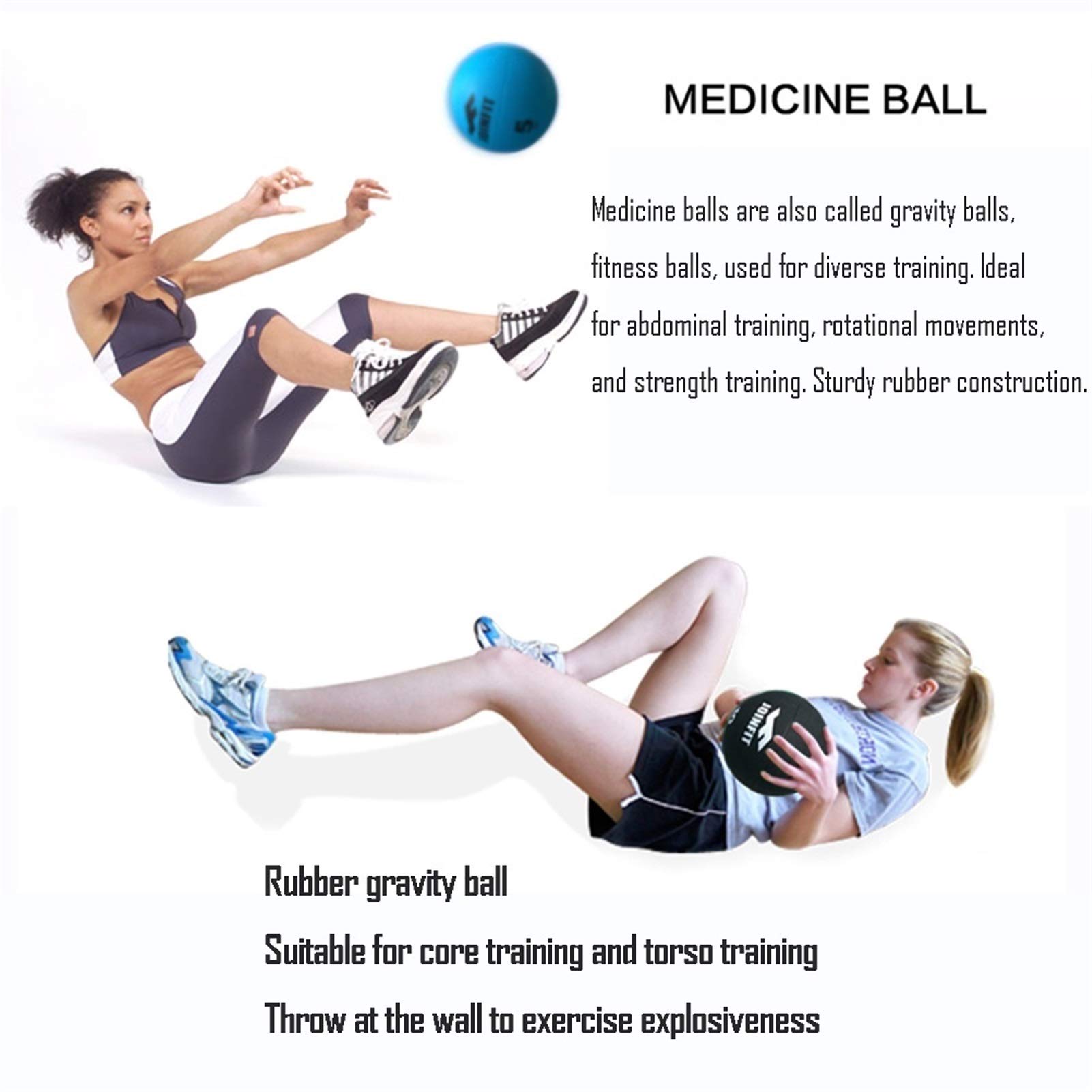 Medizinbälle 5kg Trainingsball Für Erwachsene Fitness, Home Kernstärke Bizeps Training Solids Length Training Gummi Bouncy Ball