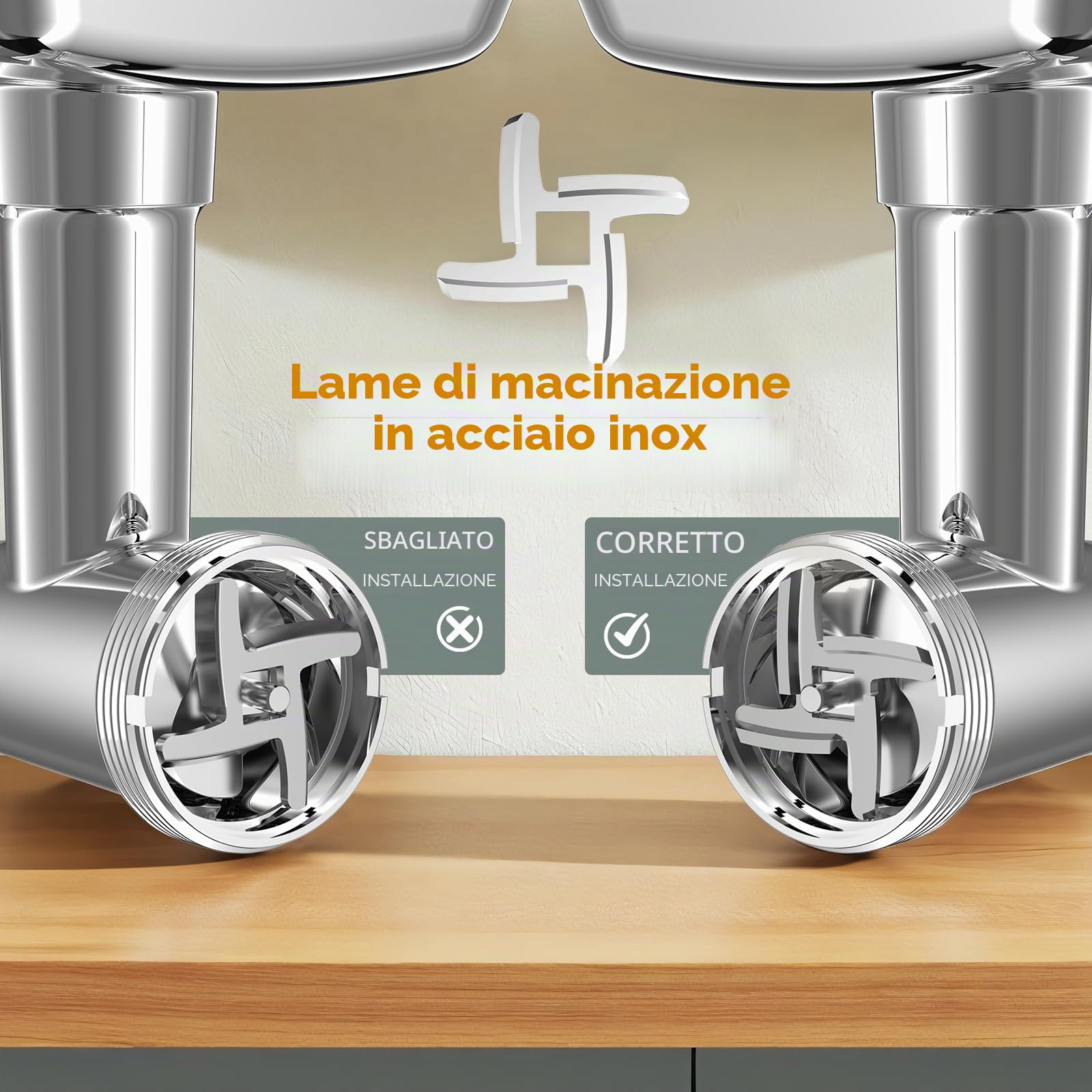 Facelle Tritacarne Elettrico per un Uso Familiare, 2000 W Max, con 3 Piastre Abrasive in Acciaio Inox, 1 Cubo e 1 Tubo di Riempimento per Salsicce, Tritacarne per Hamburger, Kibbeh e Cibo per Cani