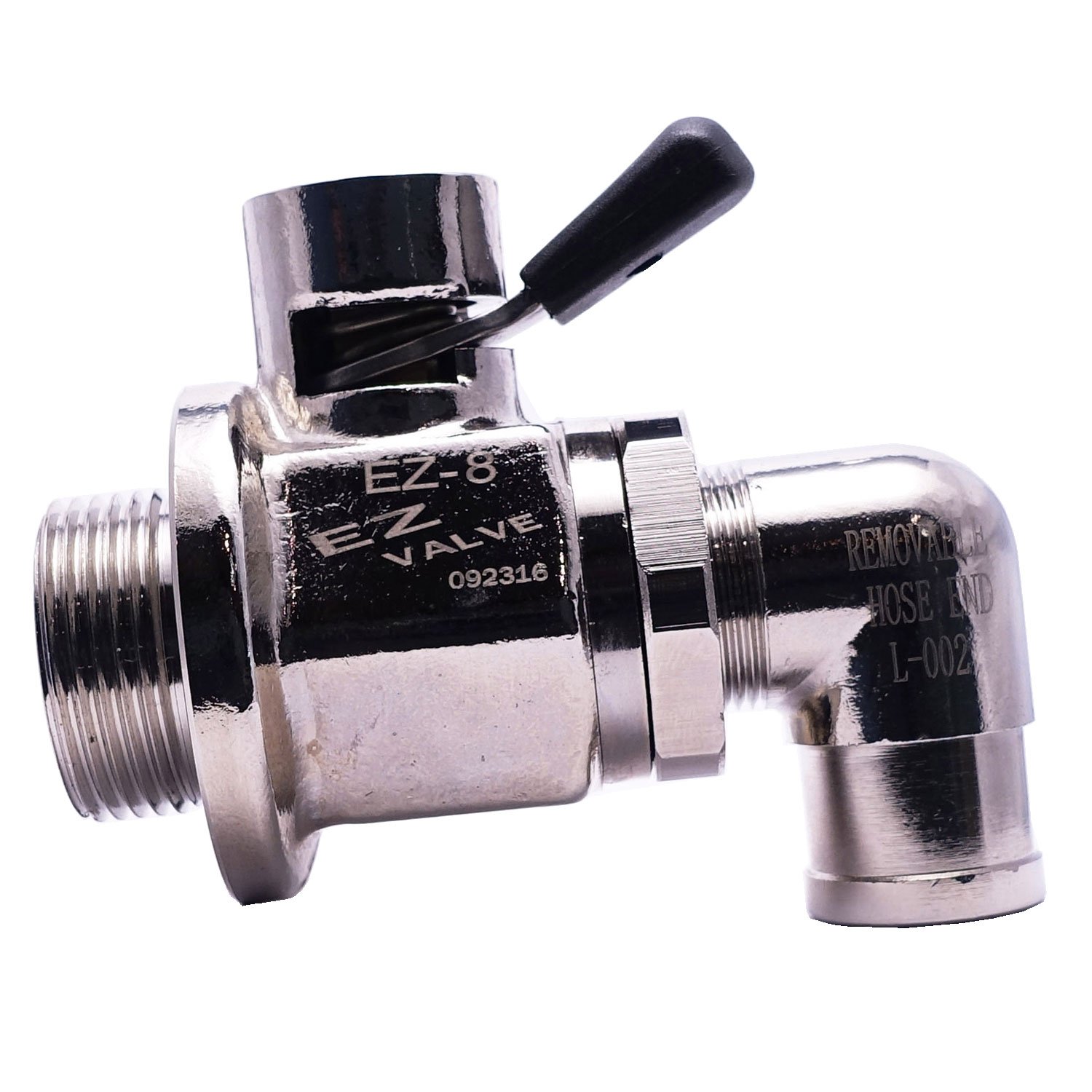 EZ Oil Drain ValveEZ-8(24mm-1.5) with removable L-Shape Hose End(L-002) Combo