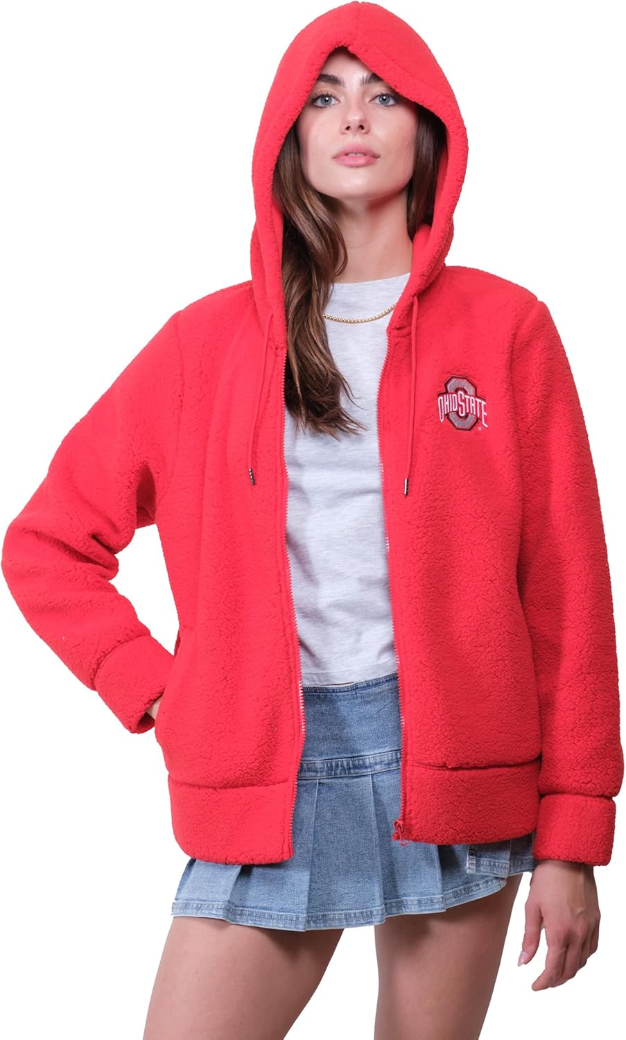 Ultra Game Women's NCAA Official Super Soft Sherpa Full Zip Hoodie Sweatshirt - Image 2