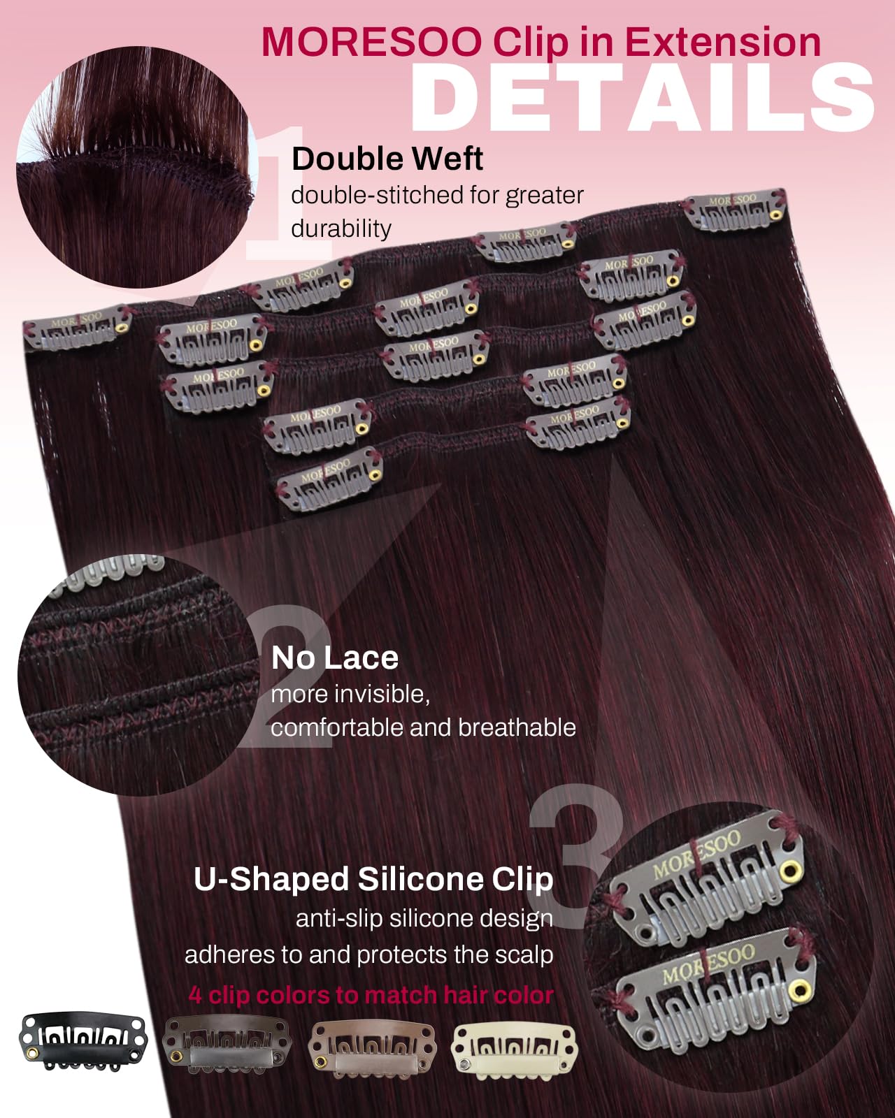 Moresoo Clip in Hair Extensions Real Human Hair Balayage Medium Brown and Blonde Real Hair Extensions Clip in Human Hair for Women Full Head 22 Inch 7pcs/120g #4/6/613 — view 204