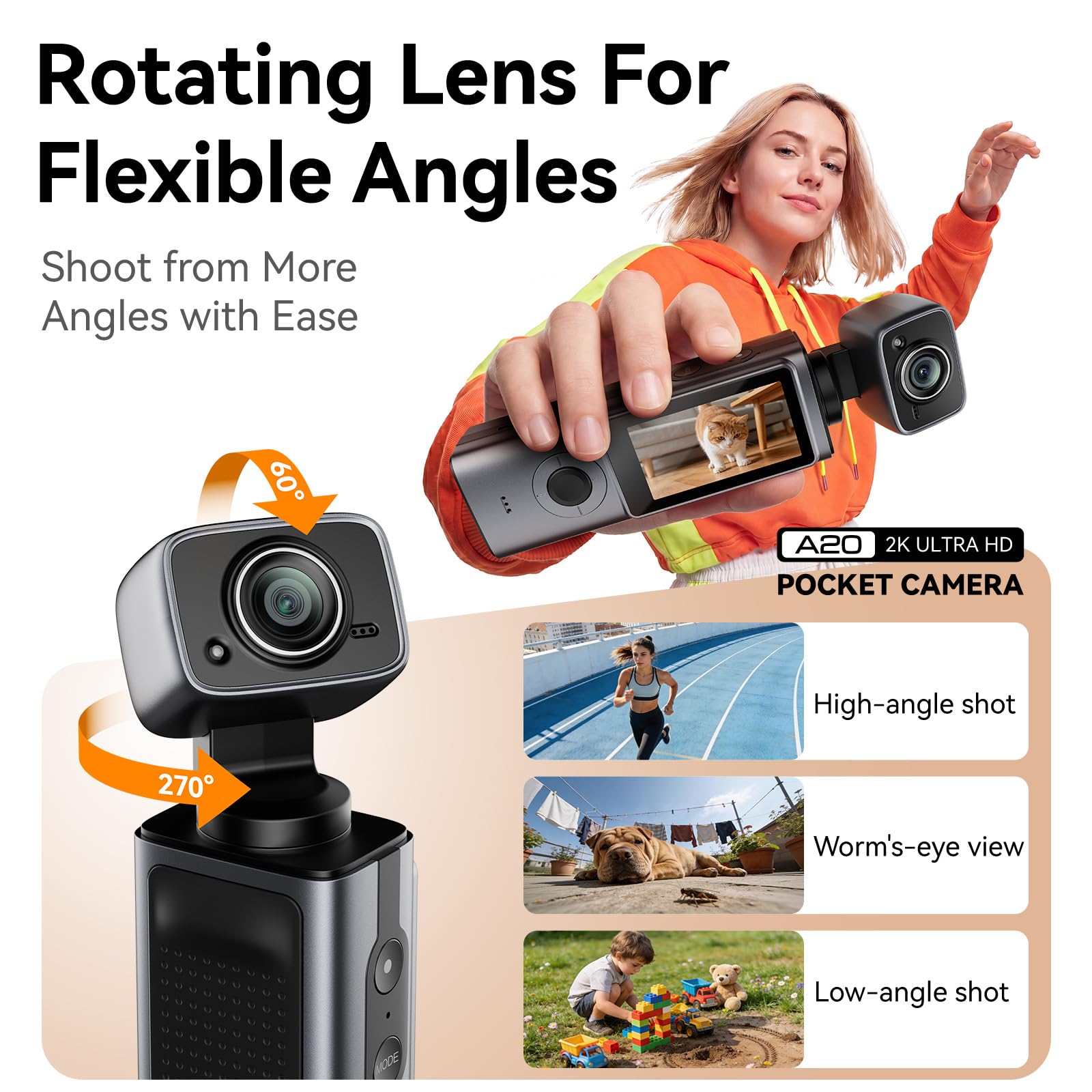Appareil photo portable avec application et connexion WiFi, noir