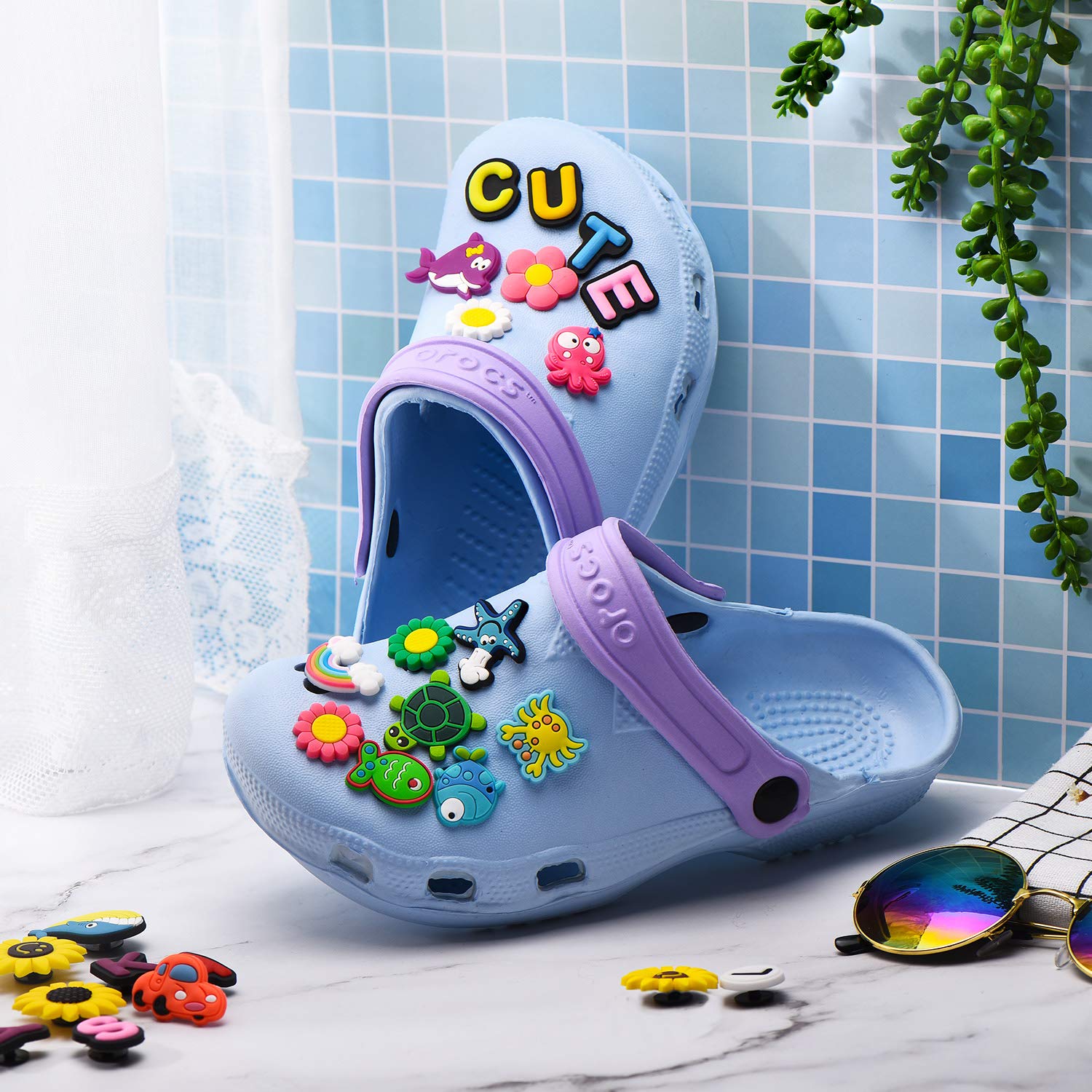 Willbond 100 Pieces Vsco Girl Stuff Different Shape Shoes Charms