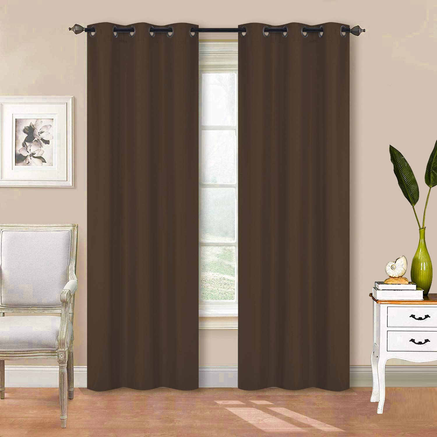 Home Collection 2 Panels 100% Blackout Curtain Set Solid Color with Rod Poc Home Collection 2 Panels 100% Blackout Curtain Set Solid Color with Rod Poc