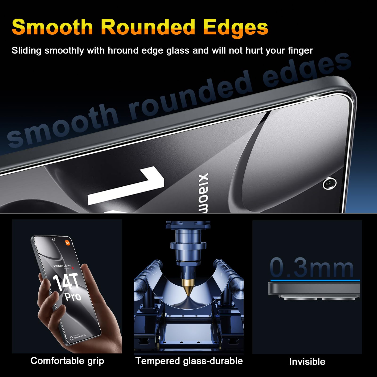 QULLOO Verre Trempé Pour Xiaomi 14T, 3 Pièces Protecteur D'écran