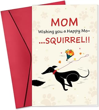 SUCHAGIFT Mothers Day Card for Mom from Dog - Funny Dog Mom Mothers Day Cards for Women - Funny Gifts for Dogs Lovers, Puppy Moms - 5.3x 8.0 Greeting Card with Red Envelope
