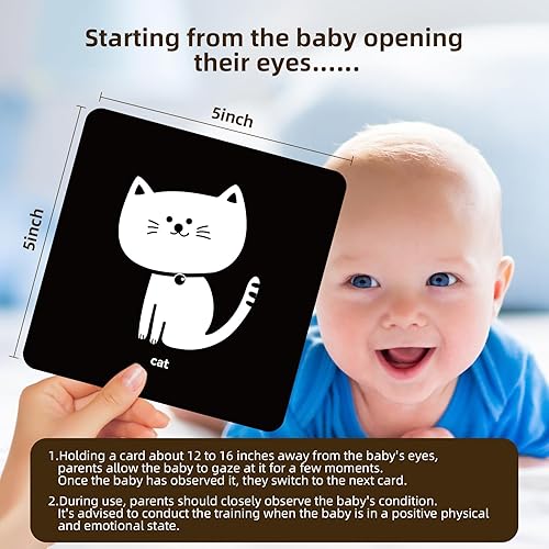 Miniatura 6 de Tarjetas de bebé de alto contraste para recién nacidos, estimulación visual en blanco y negro, tarjetas de aprendizaje para bebés, regalo de 0 a 3
