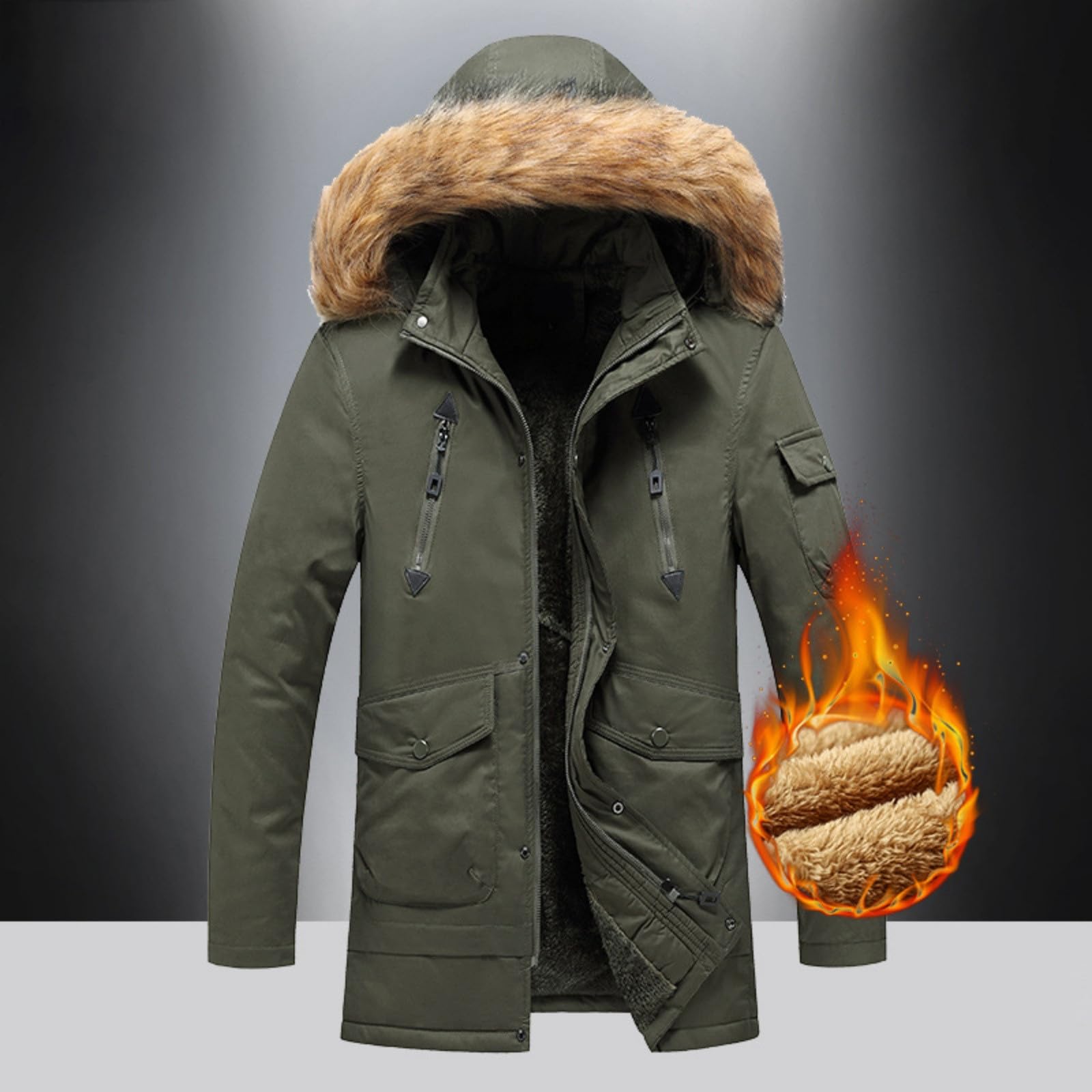 Generisch 2026, vestito estivo da uomo, leggero, per il tempo libero, giacca a vento all'aperto, fodera in pile softshell, cappotto sportivo con per escursioni, viaggi, uso quotidiano (verde, XXL)