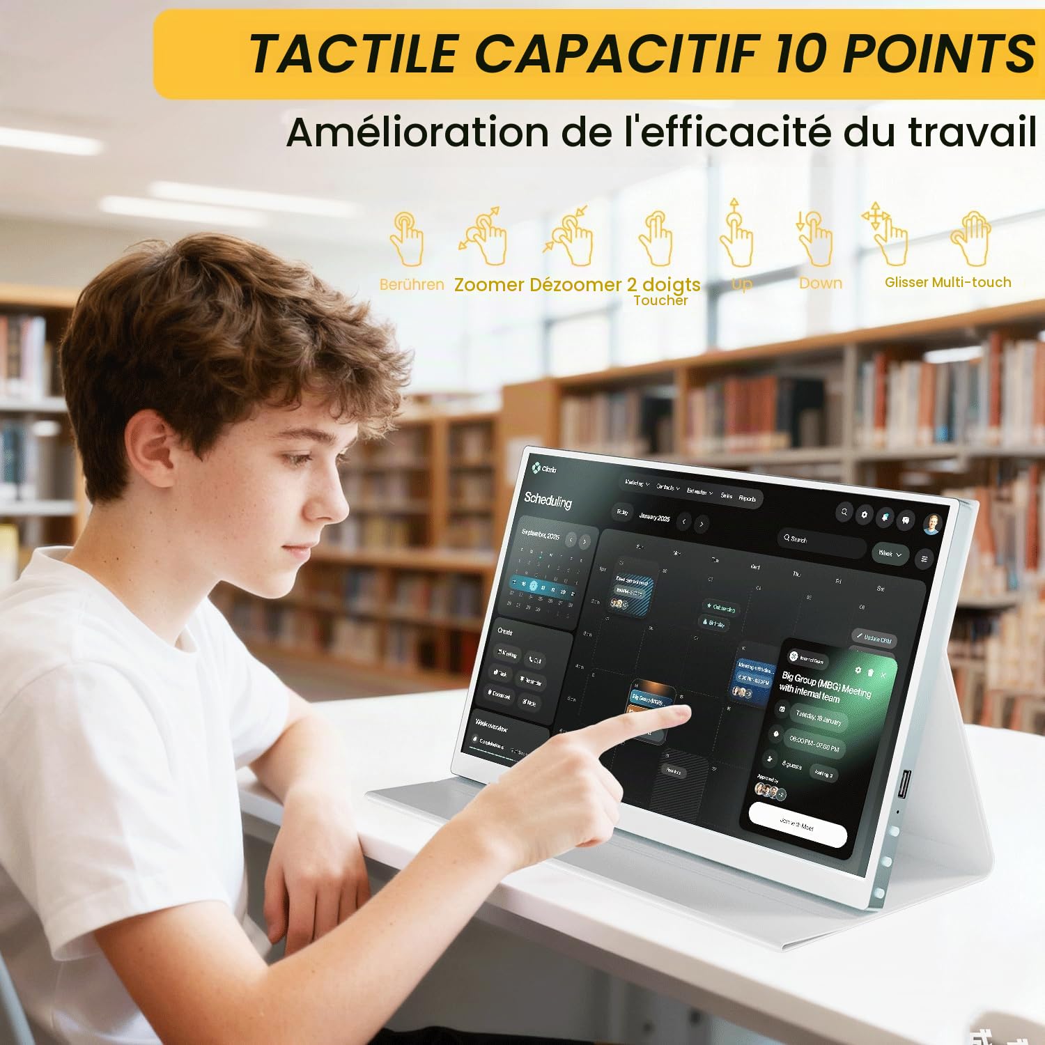 15,6 Pouces Moniteur Portable Tactile, Écran PC 1920x1080 IPS FHD