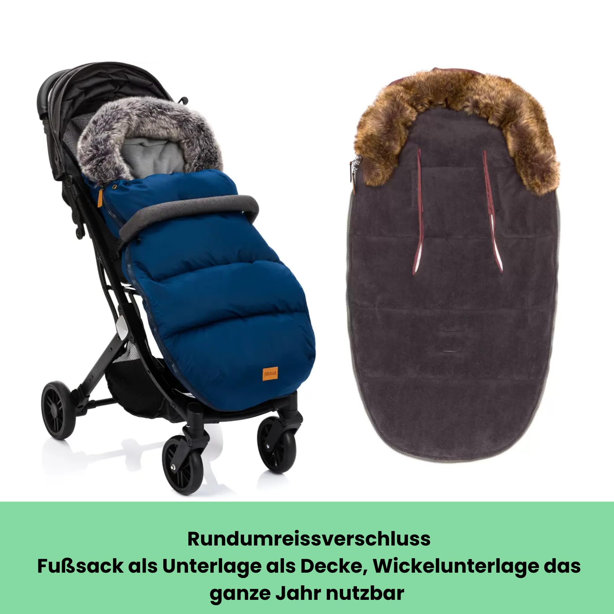 Fillikid Winterfußsack Manaslu & Windel Blaubär, Baby Fußsack extra warm, mit Coral Fleece für Kinderwagen Buggy Sportwagen, Kinderfußsack waschbar & atmungsaktiv