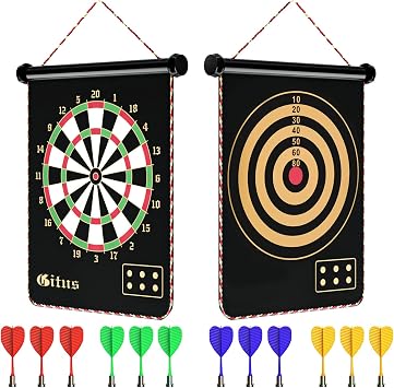 Gitus Magnetic Dart Board Indoor Outdoor Games for Kids with 12 Darts, Gifts for Teenage Boys Teen Boys Gifts Ideas Toys Gifts for 8 9 10 11 12 13 Year Old Boy Game Room Decor