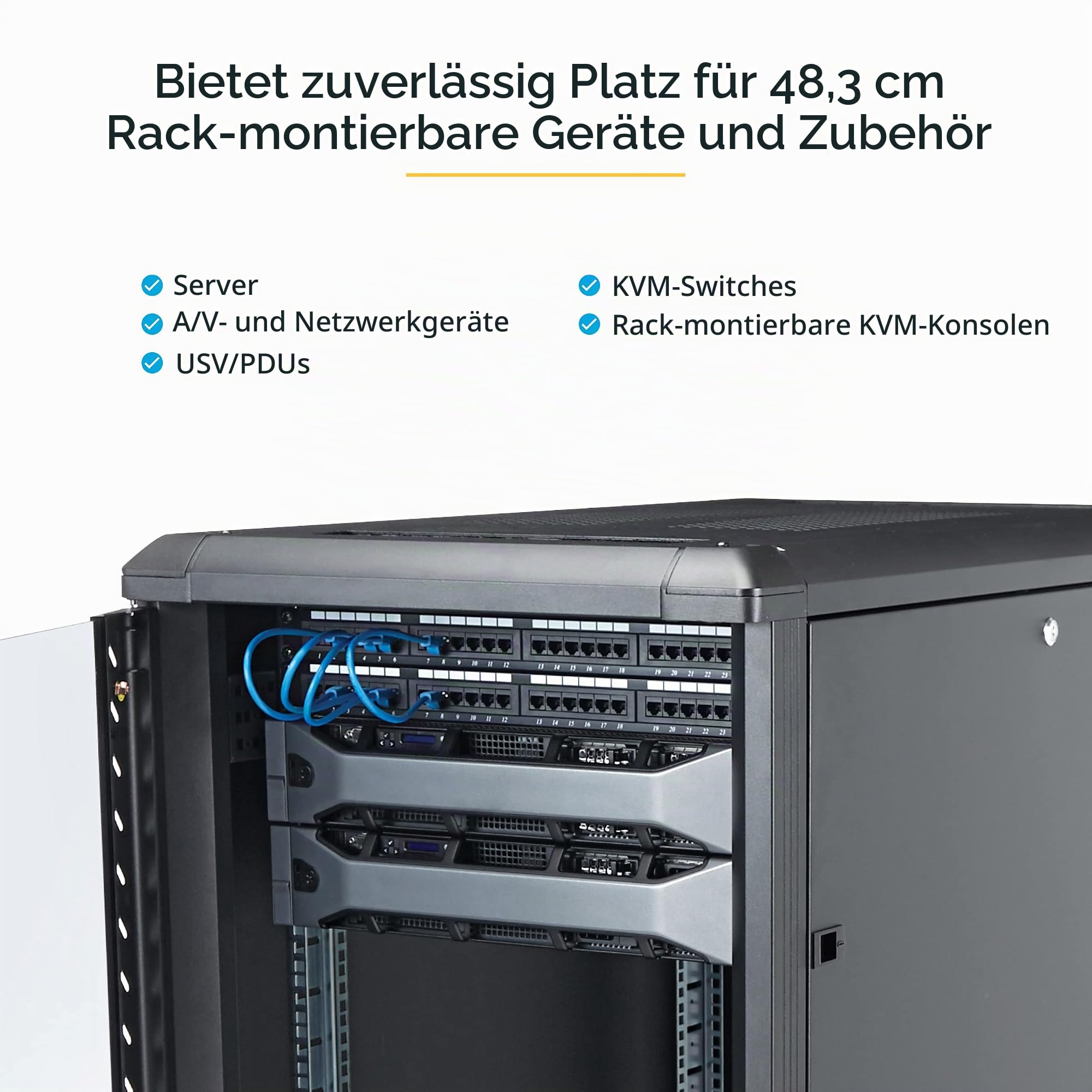 StarTech 15HE Enterprise Server Rack-Schrank, 19 Zoll 4-Pfosten Serverschrank, 83cm Montagetiefe, 800kg Traglast