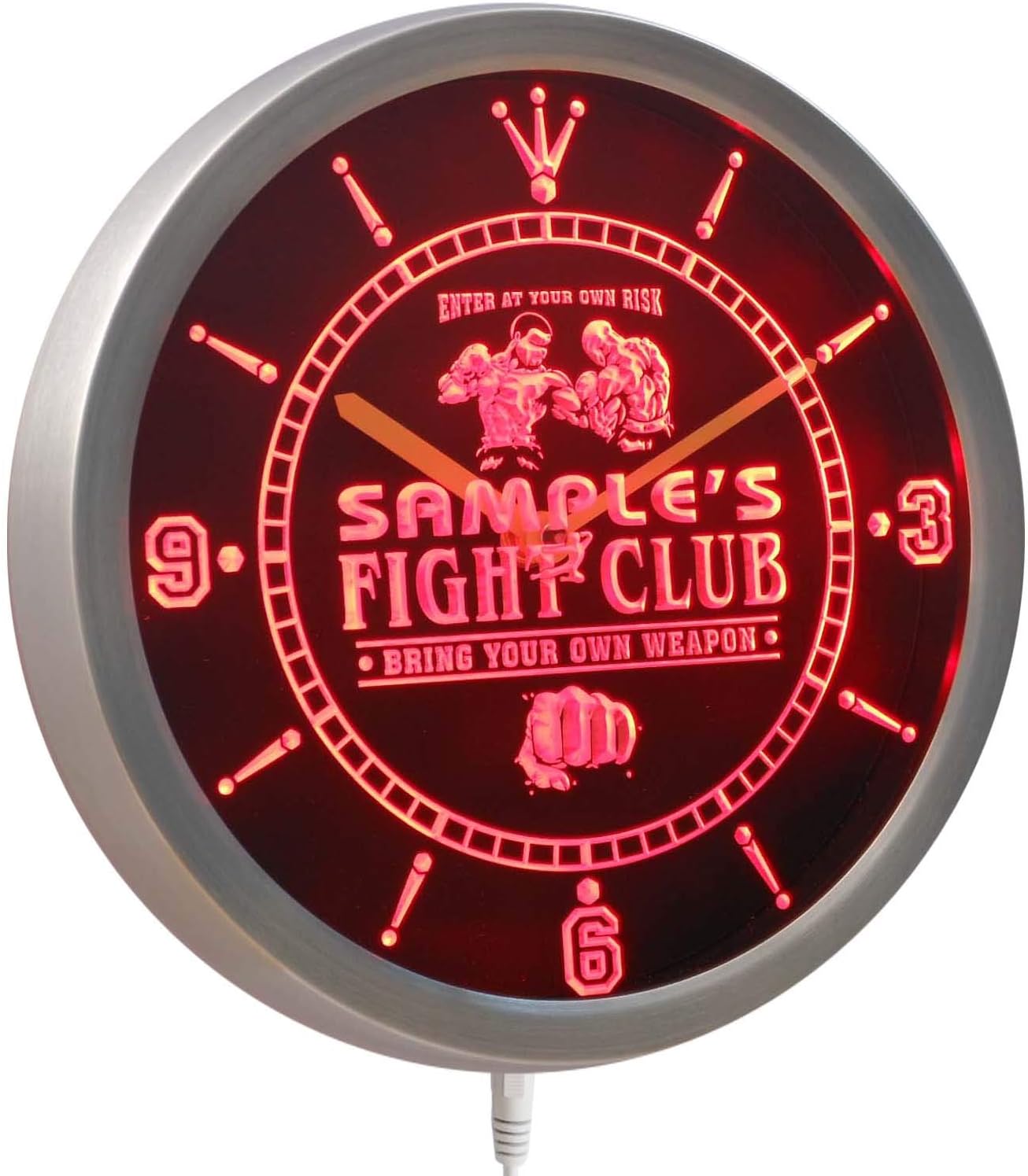 ADVPRO ncqj-tm Name Personalized Fight Club Bring Your Weapon Neon Sign LED Wall Clock