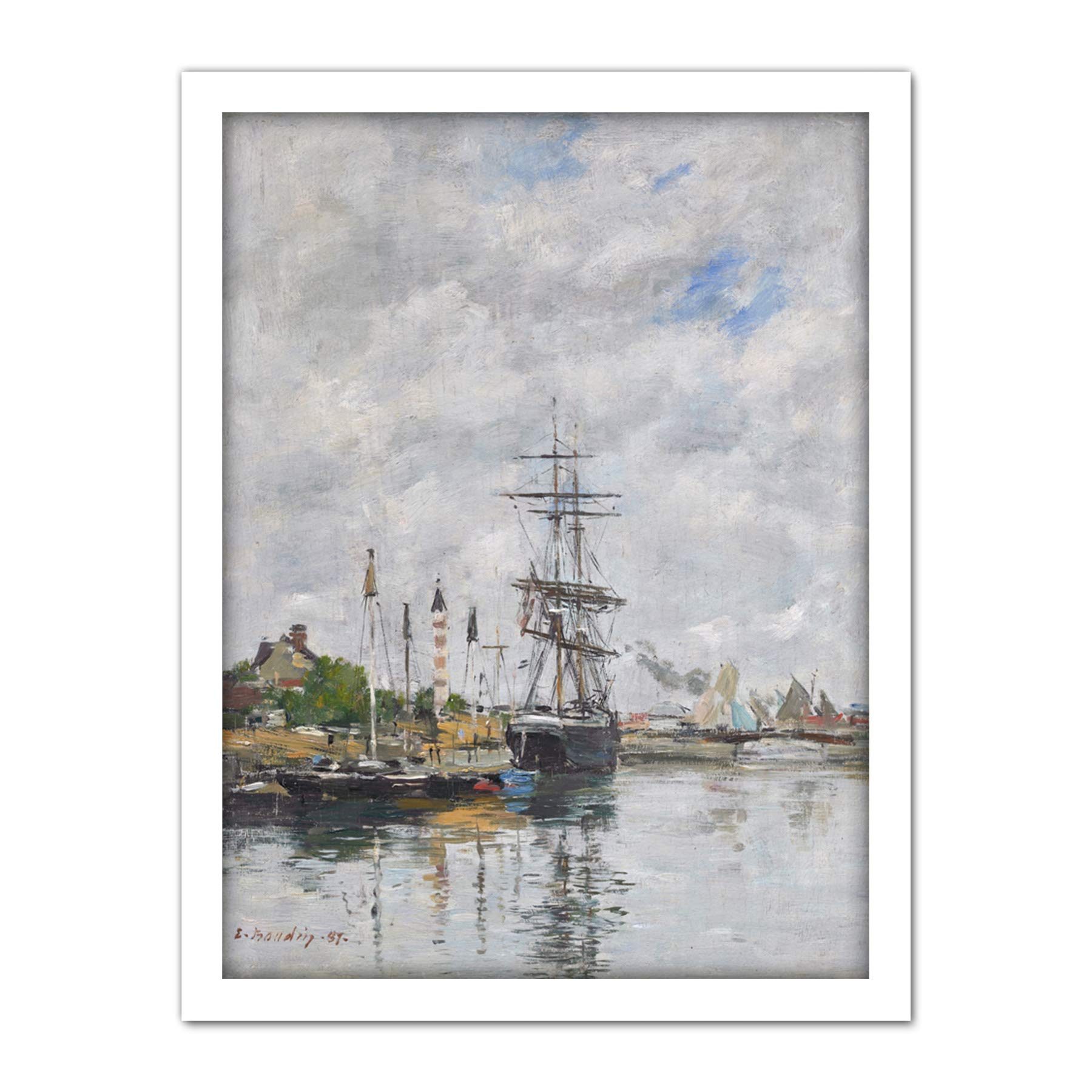 Artery8 Eugene Boudin Le Havre Sailboats In The Port 1883 Painting Artwork Framed Wall Art Print 18X24 Inch