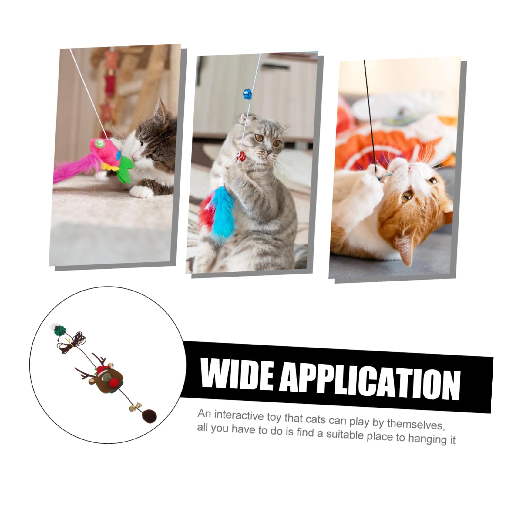 Jouet Chat Suspendu Noël Élan avec Grelot Élastique Jouet Collant Interactif Intérieur pour Chatons Et Chats