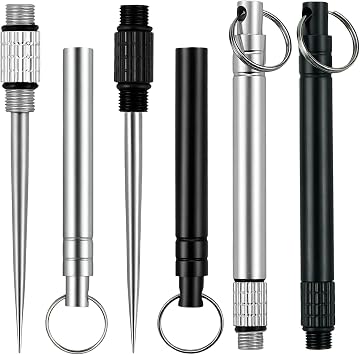 4pcs Metal Toothpick Set, Mini Titanium Toothpick Holders with Stainless Steel Keychains for Travel, Camping, and Outdoor Adventures