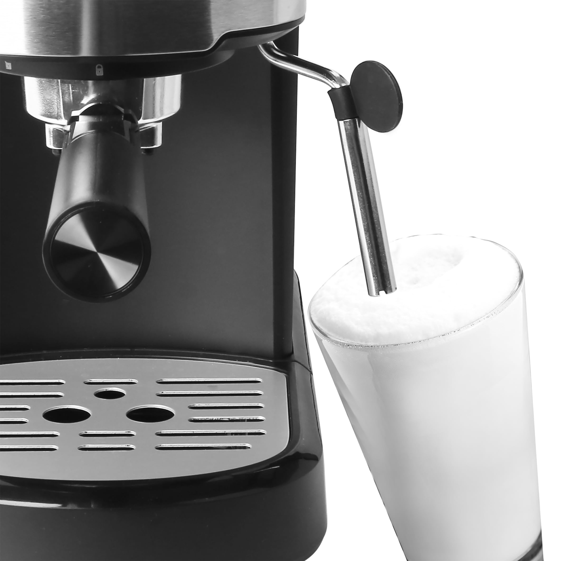 Emerio Espressomaschine STYLE | Siebträger | 15 bar für perfekte Crema | schwenkbare Milchaufschäumer-Düse | 1,25L Wassertank (abnehmbar) | BPA frei | 2in1 Löffel & Bumper | 1100W | ES-131287