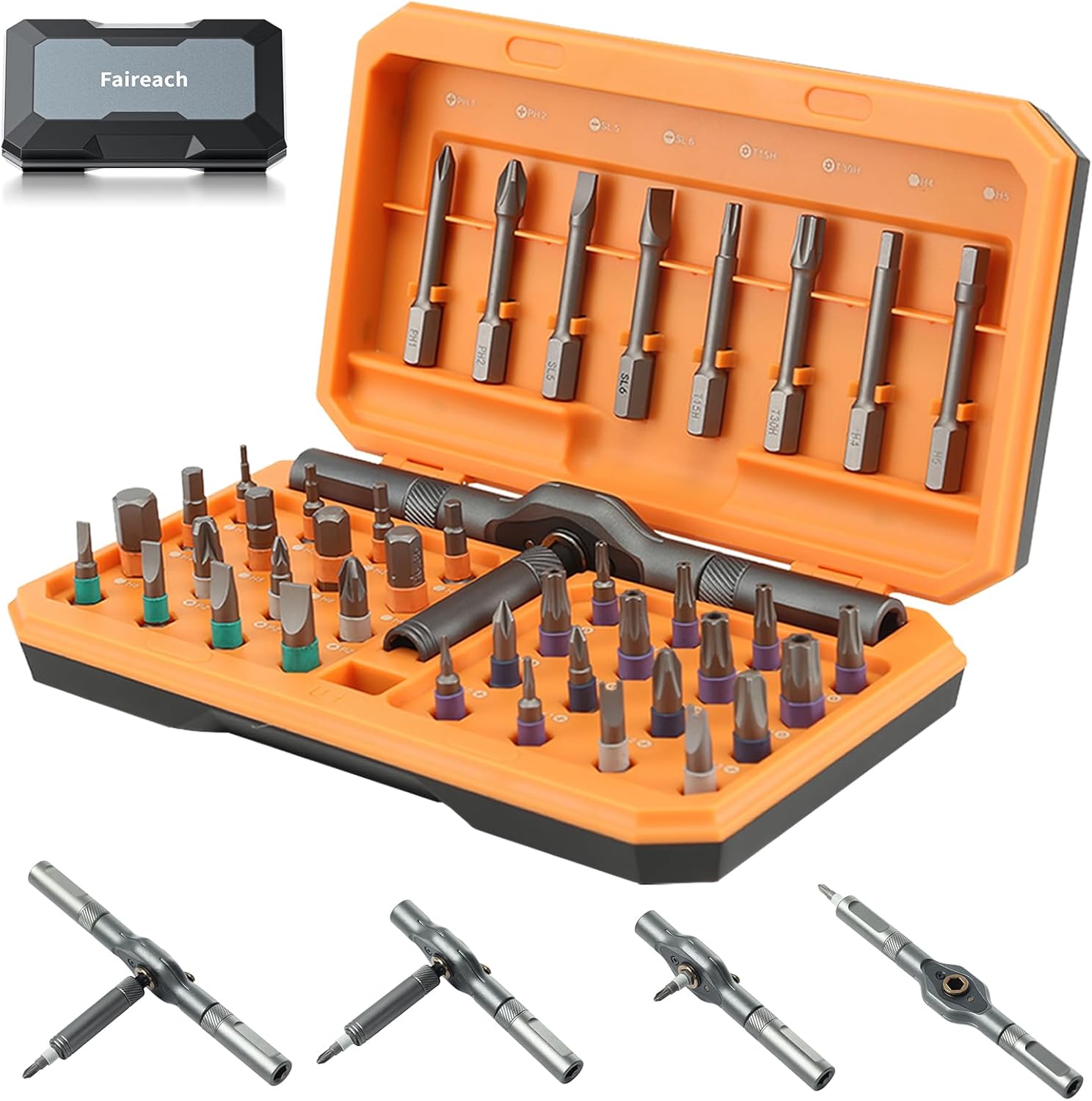 42 in 1 Magnetic Screwdriver Set, DIY Ratchet Screwdriver Set, Multi Bit Magnetic Drive Set with Detachable Ratchet Handle, Portable Compact Repair Tool Kit for Furniture Computer Bicycle