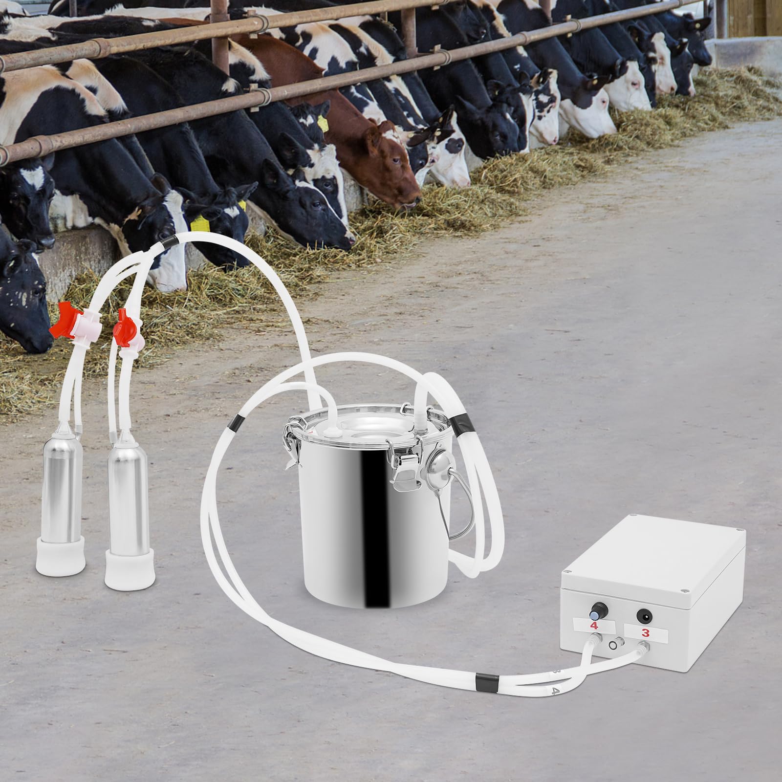Melkmaschine 3L Edelstahl für Kühe Ziegen Pulsierend Vakuum Elektrisch