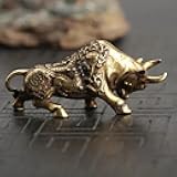 Antique Brass Decor,4.4x2cm Vintage Brass Bullfighting Statue Animal Decoration Home Desktop Bull Statue Decoration