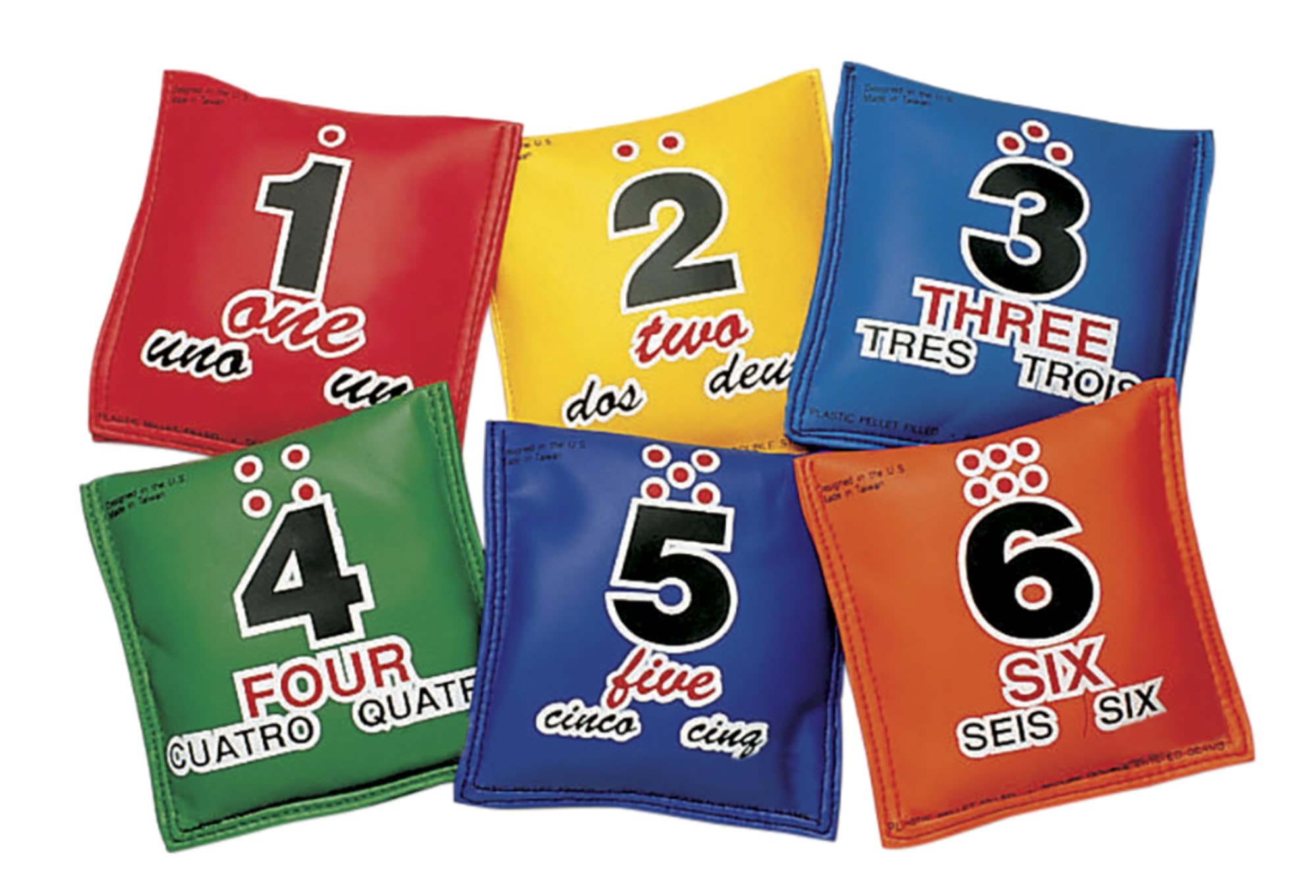 Sportime-1004582 Tri-Lingual Numeric Bean Bag Set - Set of 6 - 6 Colors