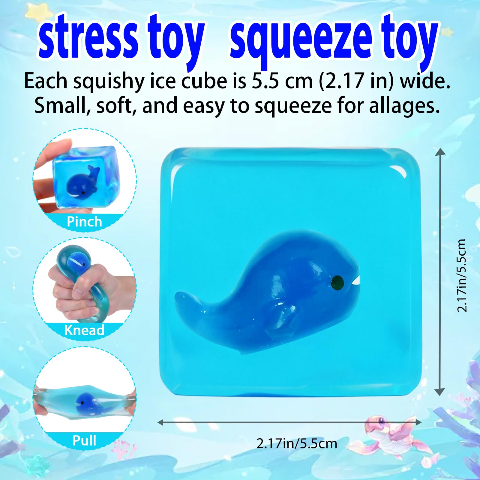 Copfeqyr Glow in the Dark Ice Cube Squishy Fidget Toys, 5.5 cm Soft Stress Cube for Kids & Adults - Image 3