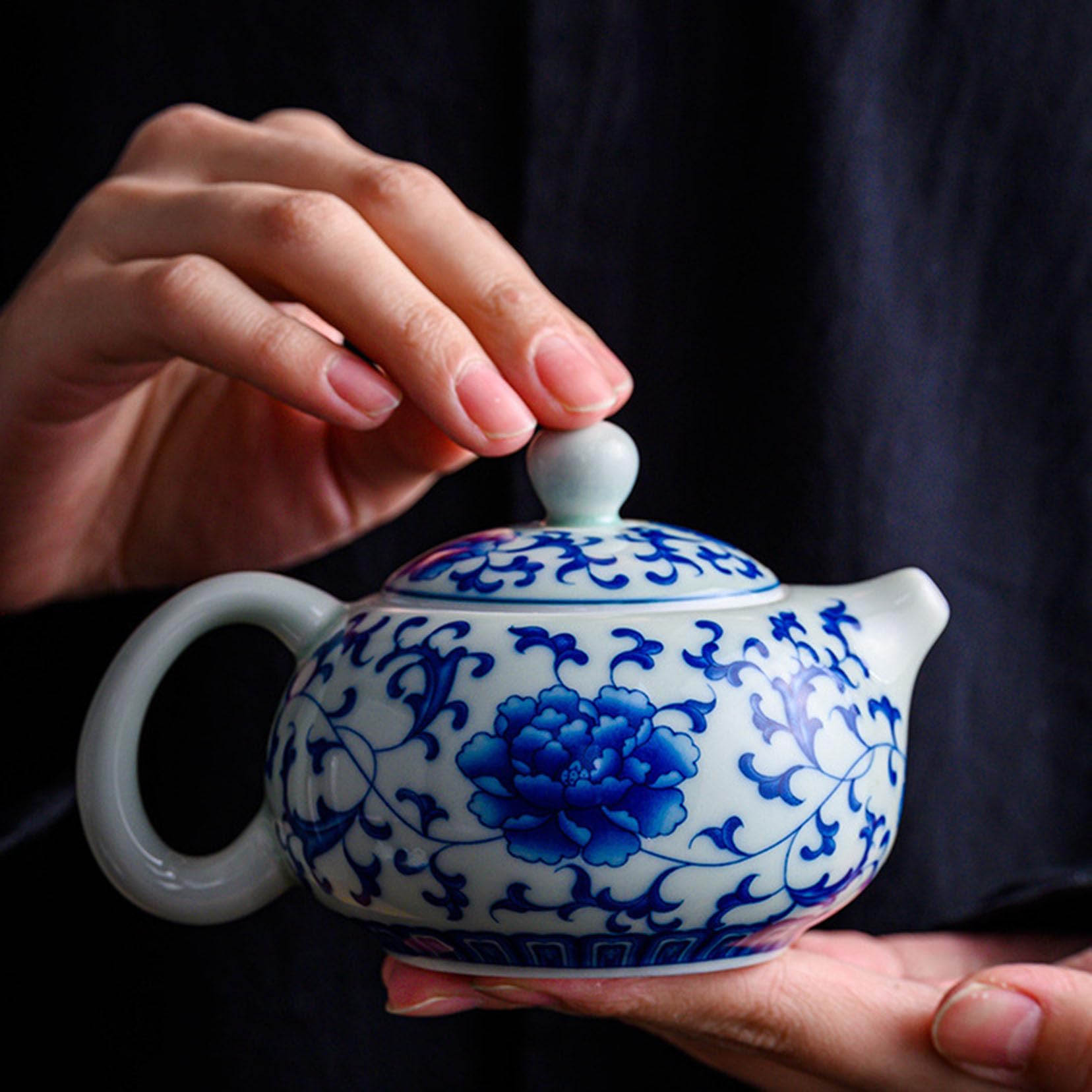 Ręcznie wykonany ceramiczny dzbanek do herbaty Kungfu, chiński ręcznie malowany niebieski i biały porcelana mały dzbanek do herbaty mini herbata produkcja gospodarstwa domowego Kung Fu zestaw A