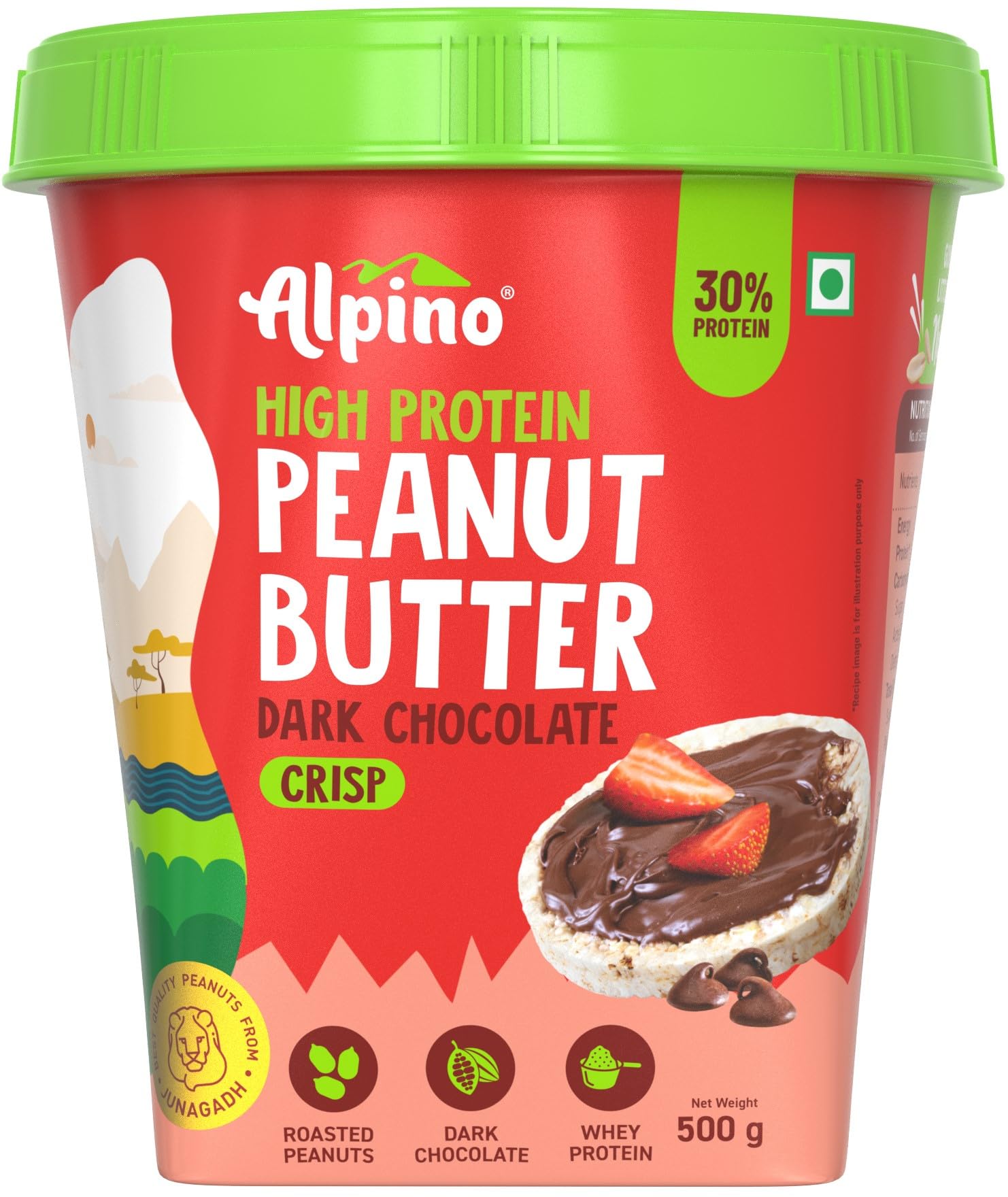 ALPINO High Protein Dark Chocolate Peanut Butter Crisp 500g - Roasted Peanuts, Dark Chocolate, Whey Protein & Pea Protein – 30g Protein, Gluten Free - High Protein Peanut Butter Crispy (B0BL3L2LYZ) Amazon Price History, Amazon Price Tracker