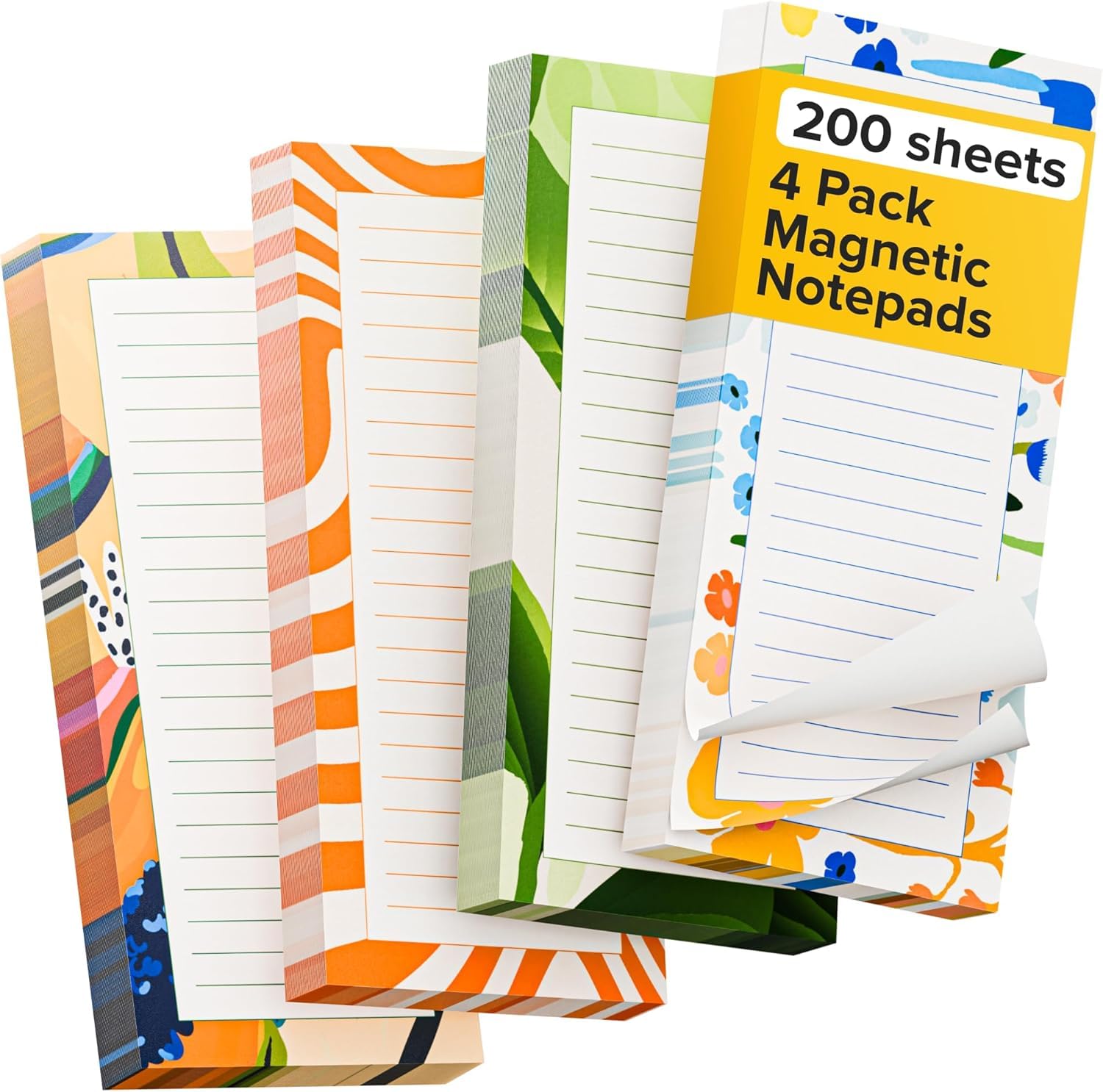 X-bet MAGNET Magnetic Notepads for fridge 200 sheets, grocery list pad for fridge, double gummed paper with color printing, magnetic shopping list pad