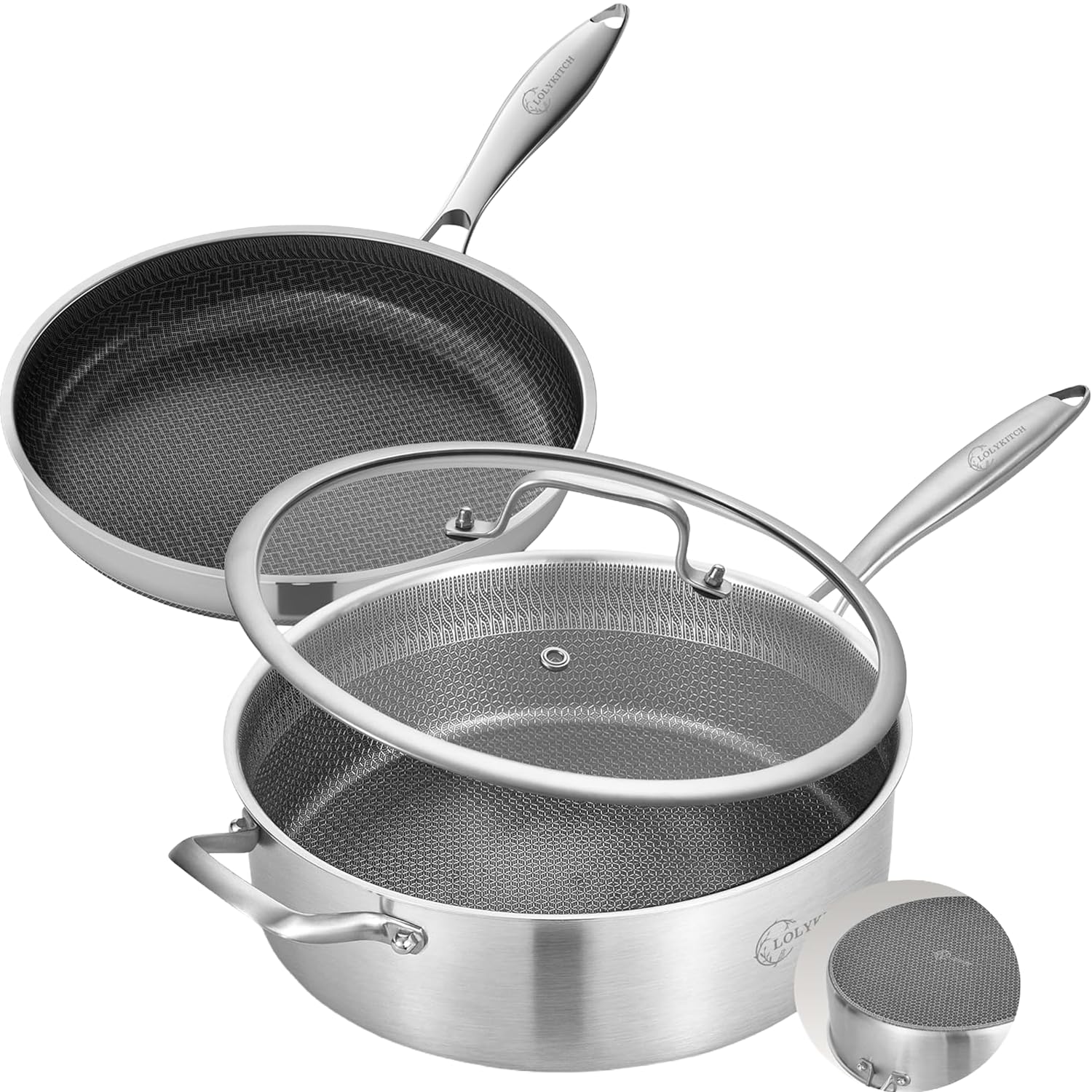 LOLYKITCH 6-Quart Frying Pan with Lid - 12 Inch -15