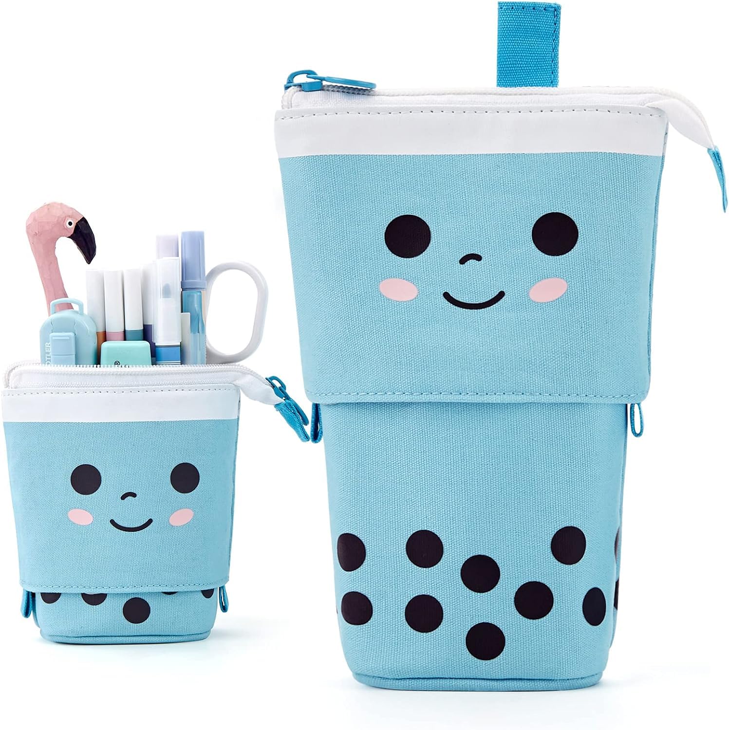 FunBlast Standing Pencil Case, Cute Pencil Pouch for Girls & Boys – Korean Boba Pop Up Stationery, Cosmetic Organizer Box, Pouches for Stationary Boys Kids Women School Students (Blue)-image-19