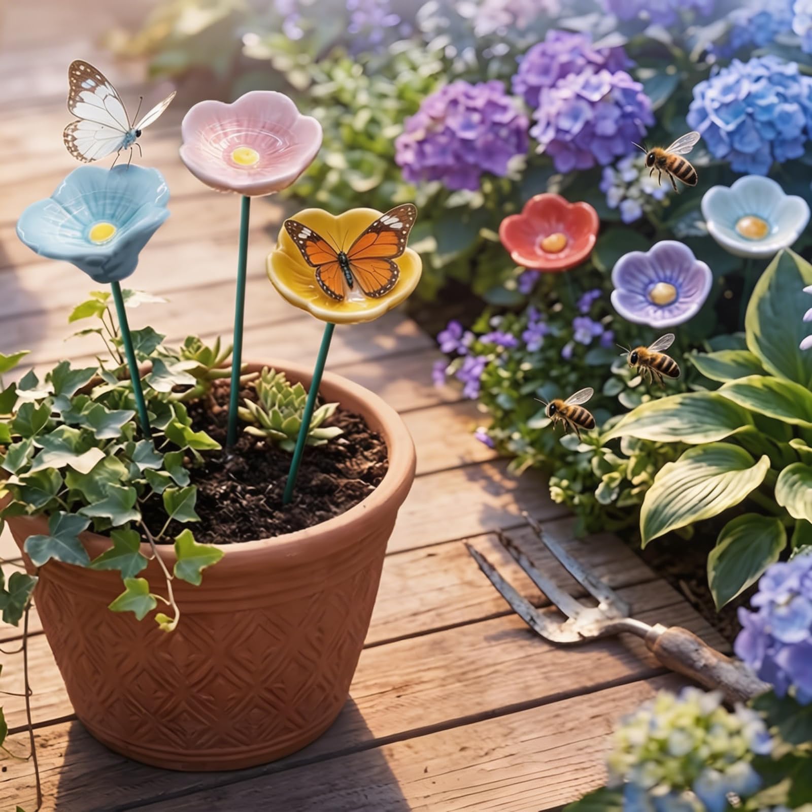 Genérico BJuego de seis piezas ebedor de agua de abeja, Estación de Agua para Insectos en Forma de Flor, Bebederos de Abejas para Jardín, ,Adecuado para insectos y mariposas