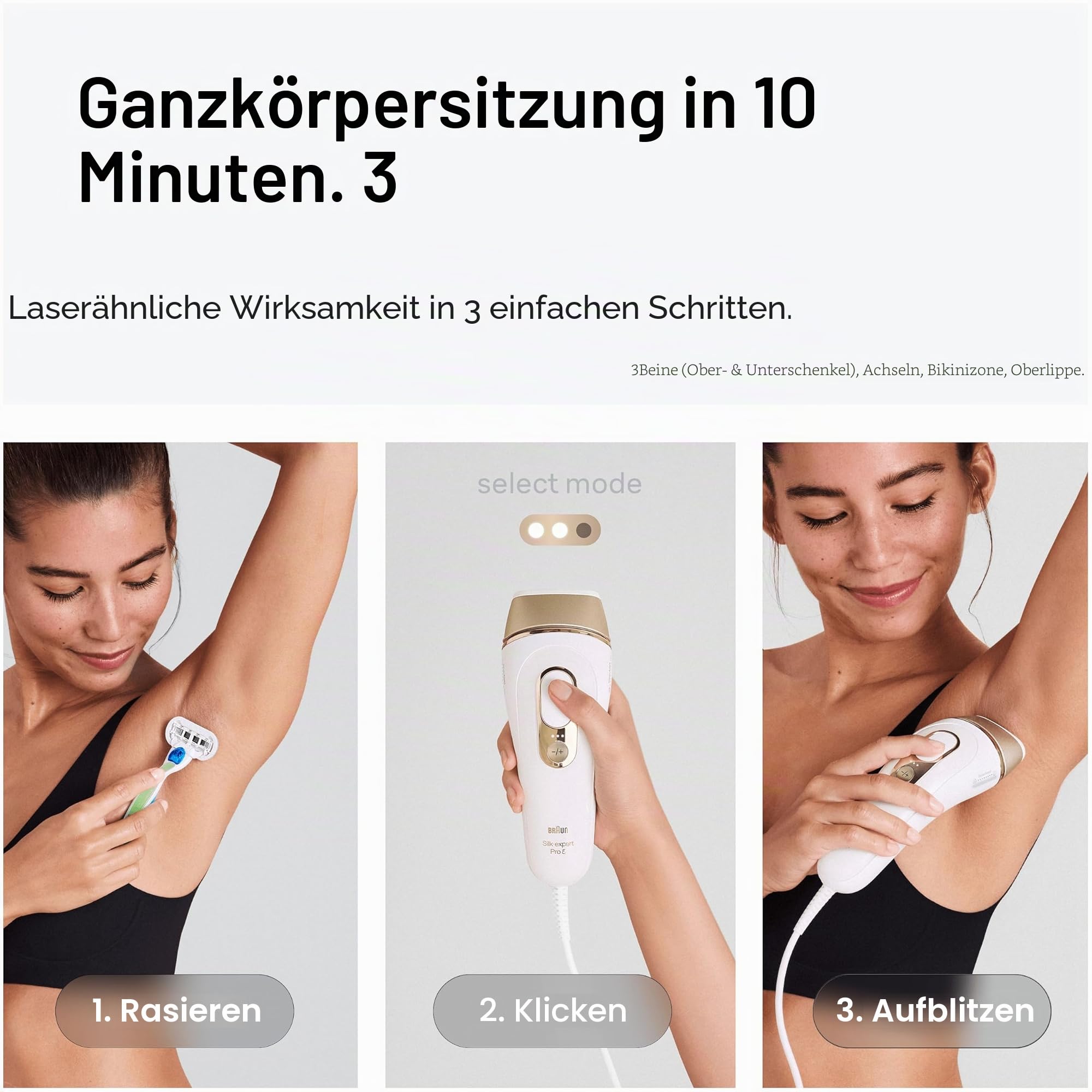 Braun IPL Silk-Expert Pro 5, Haarentfernung zu Hause, mit Tasche, Präzisionskopf und Venusrasierer, Alternative zur Laser-Haarentfernung, Geschenk für Frauen, weiß/gold, PL5137