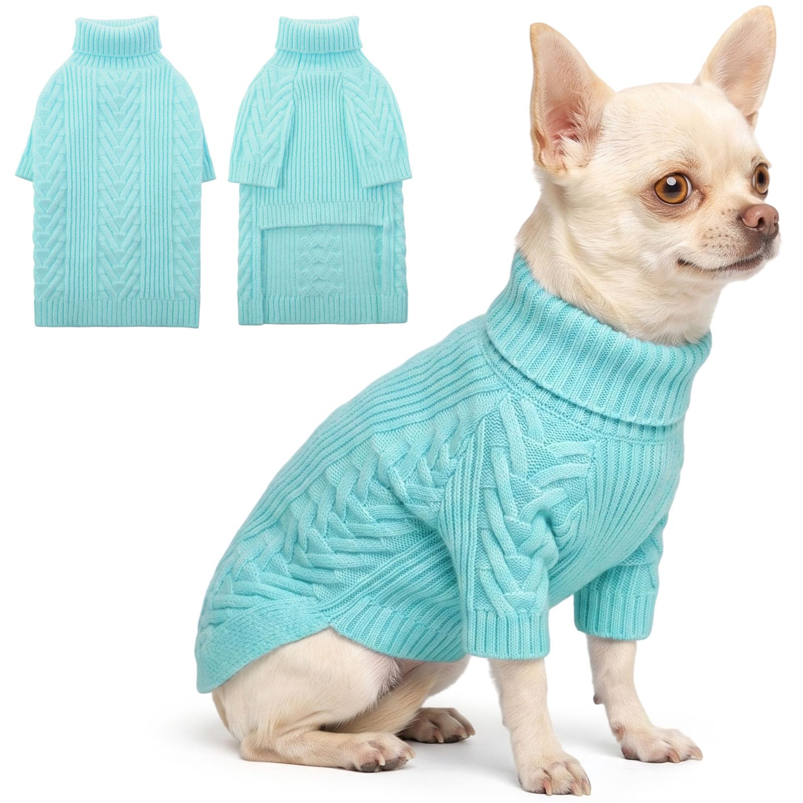 ASENKU Dog Sweater for Small Dogs, Turtleneck Dog Sweater for Chihuahua — image 1