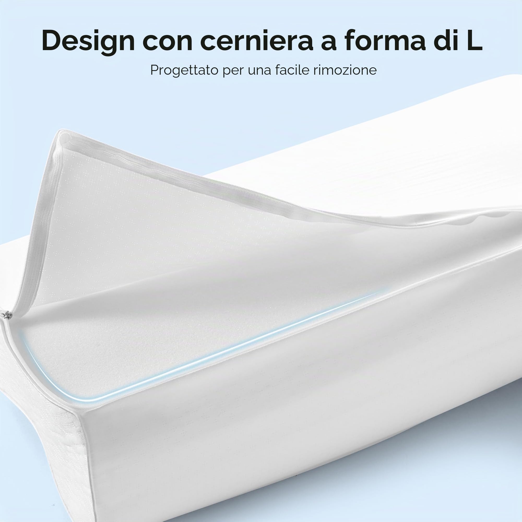 Elviros Cuscino Cervicale per Dormire in Memory Foam, Cuscino Ortopedico Ergonomico Altezza Regolabile, per Dormire su Fianco e Schiena con Fodera Traspirante Rimovibile, 60×35.5×13,5/11.5cm | Cuscino ergonomico a sandwich per chi dorme sul fianco/schiena