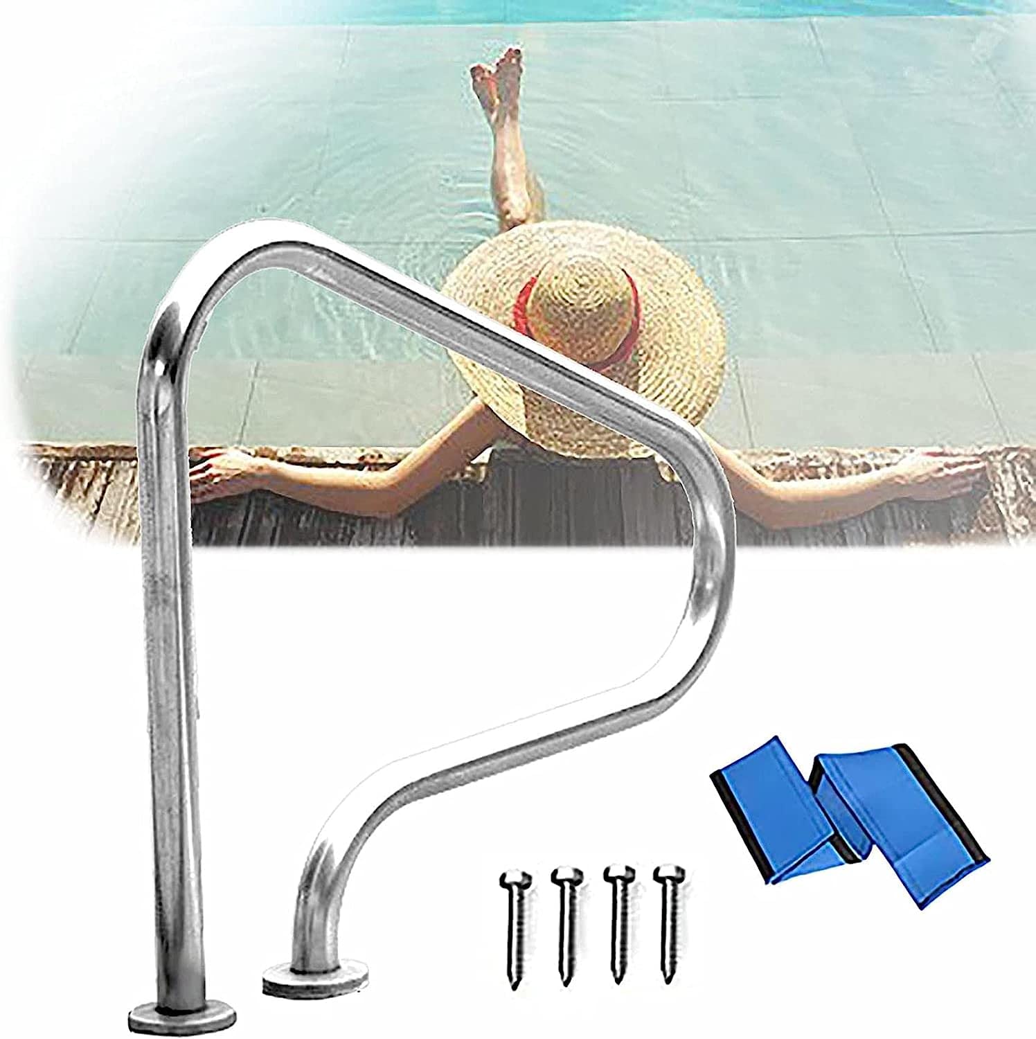 Pool Handrail Handle Grab Rails Swimming Pool Rail Pool Railing 80X80X27Cm Pool Handrails,Swimming Pool Handrail - Easy Mount for Water Parks and Inground Pool Entry (Color : Thick 1.5mm)