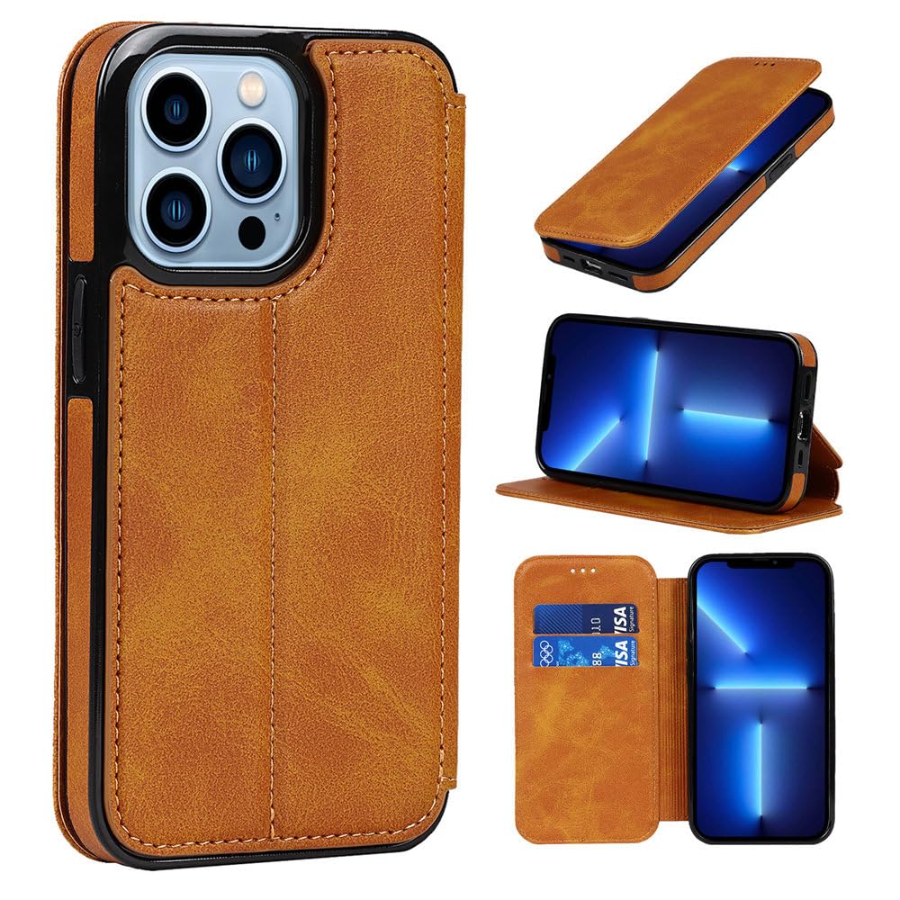 Skórzane etui na telefon komórkowy z klapką i miękkim brzegiem, odpowiednie do iPhone'a 11 12 13 14 15 16 Pro Max 14 15 16 Plus, odporne na wstrząsy, czerwone, do iPhone'a 13 Pro