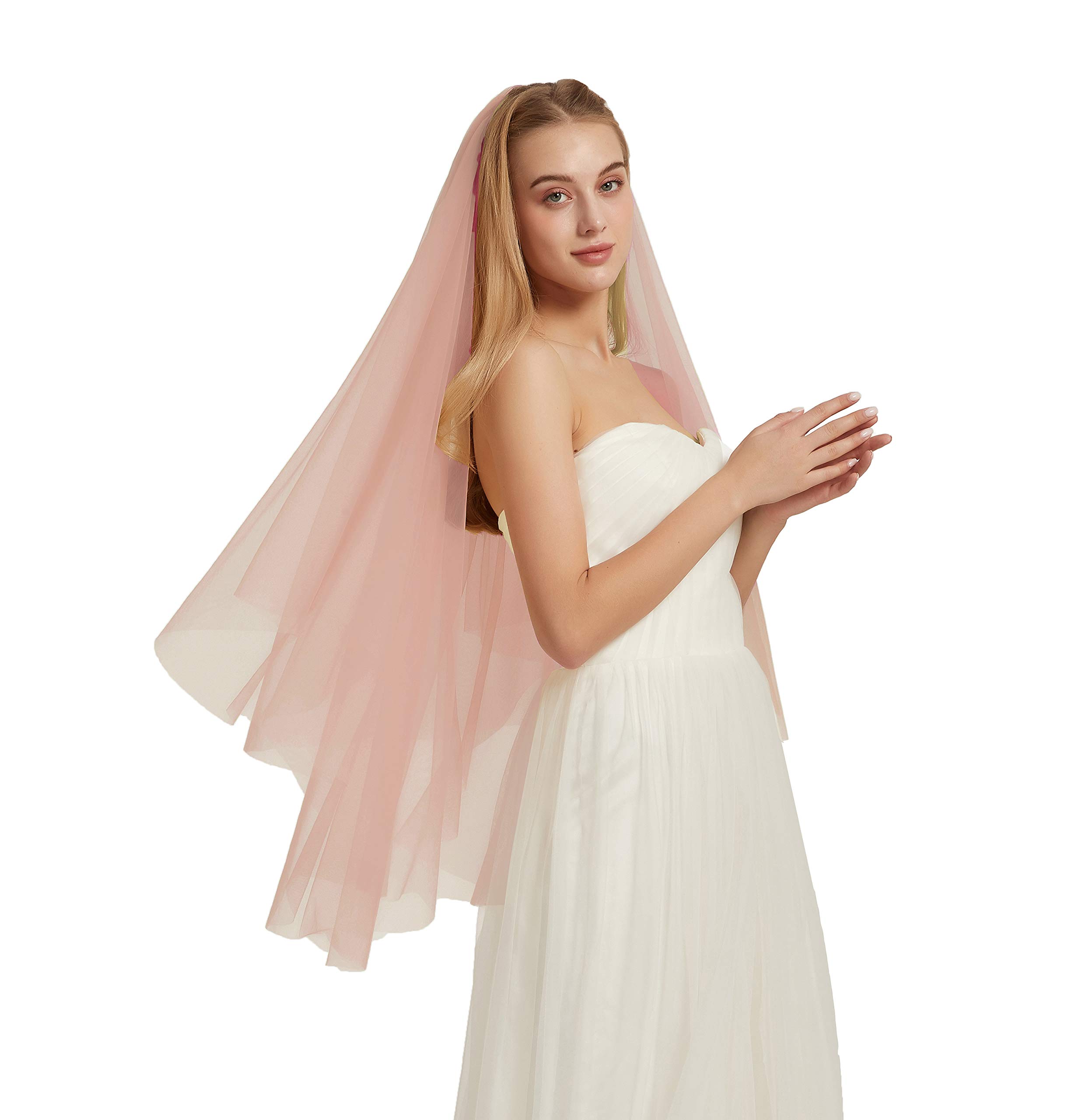 LeimandyDouble Layer Tulle Bridal Veil 2 Tier Sheer Wedding Veil with Comb