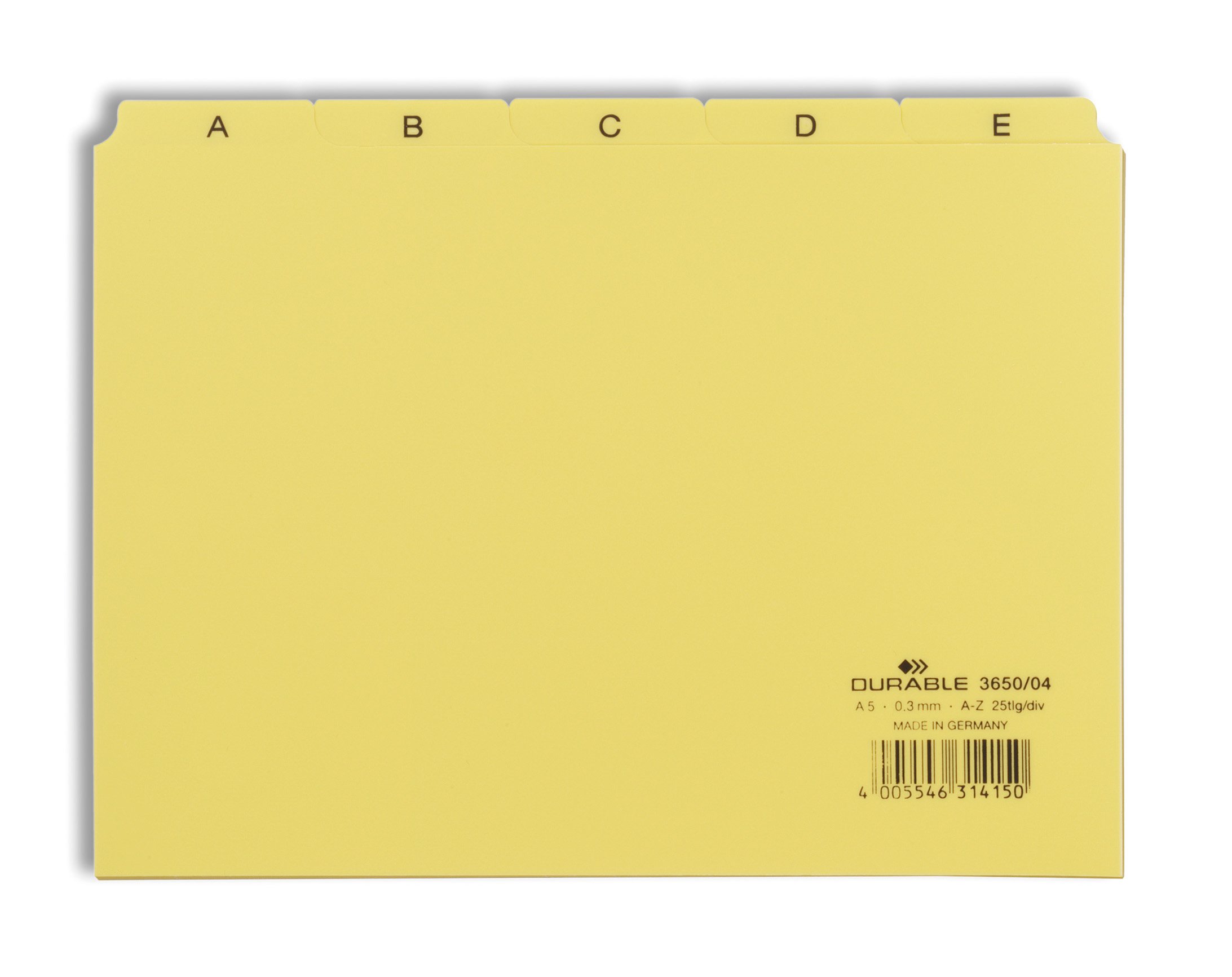 Durable A5 Index Card Set | Includes Printed A-Z Tabs | Yellow | Made of Strong PVC | Perfect for Organising Documents | Pack of 1