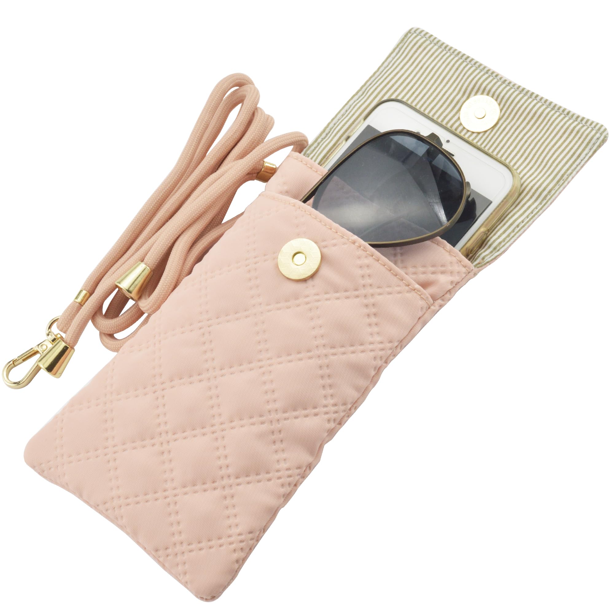 Sliimagetu Soft Glasses Case Double Eyeglasses Case for Women with Adjustable Shoulder Strap and Key Chain Cell Phone Purse