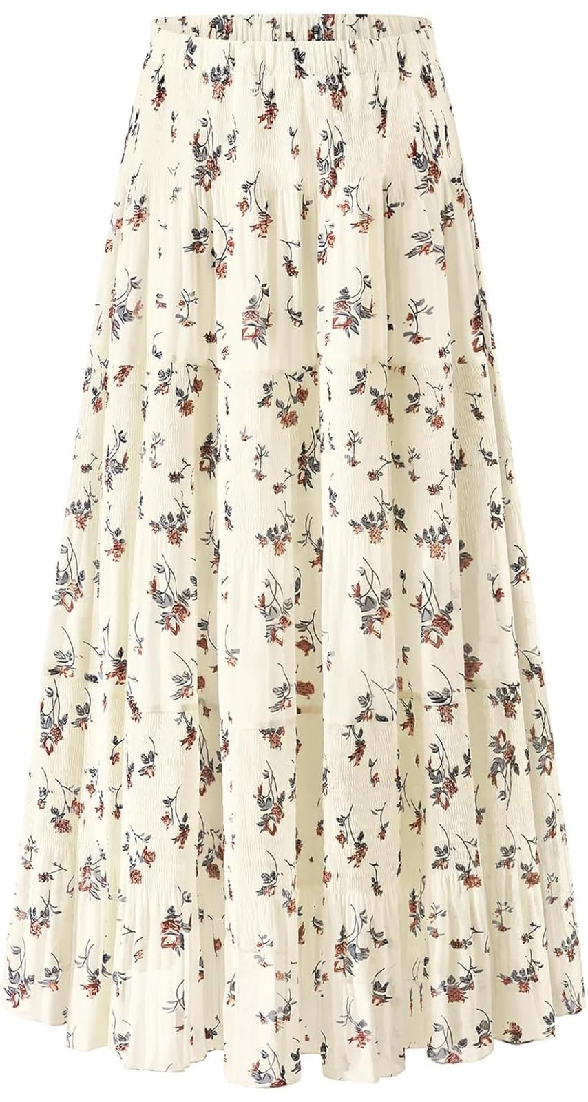 comefohome Maxi gonne da donna UK pieghettate lunghe e fluide chiffon elastico in vita a strati gonna estiva da donna