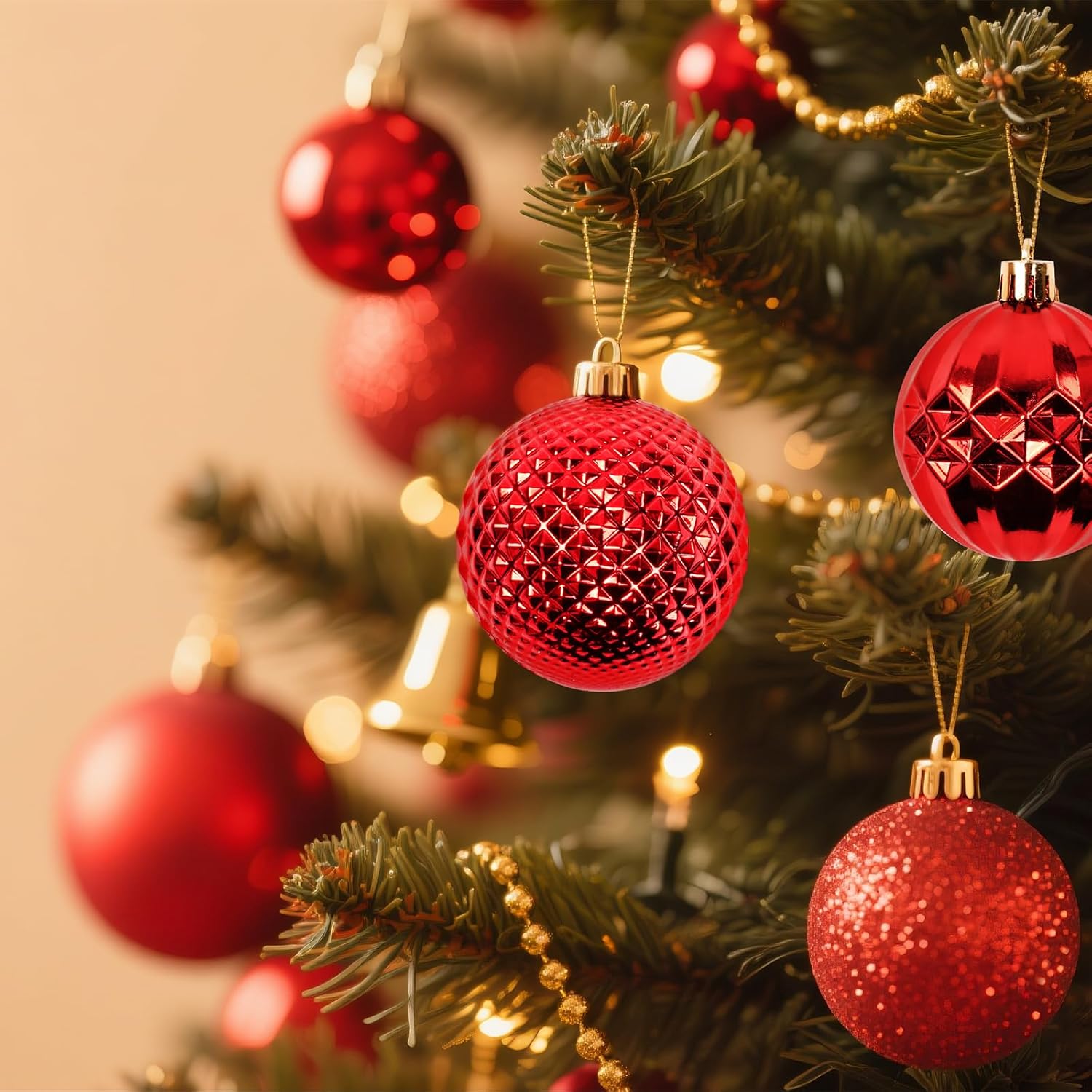 Christmas Tree Decorations Ornament Set, 60ct 2.36 Inches Red Shatterproof Christmas Ball Ornaments, Hanging Ball for Xmas Holiday Wedding Party Decor - Image 4