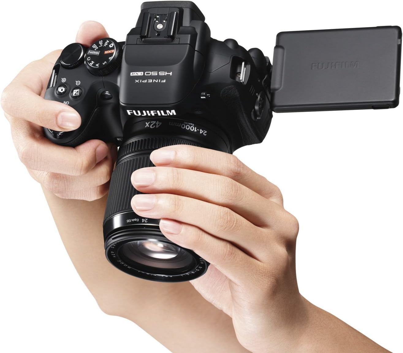 Fujifilm FinePix HS50EXR Fotocamera Digitale 16 Megapixel, Sensore CMOS EXR II, Zoom 42x 24-1000 mm, Stabilizzatore Meccanico, Batteria al Litio, Nero
