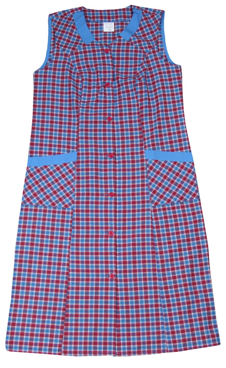 Blouse boutonnée pour femme - En tissu mélangé - À carreaux - Sans manches - Tablier de cuisine, Design 8, 60