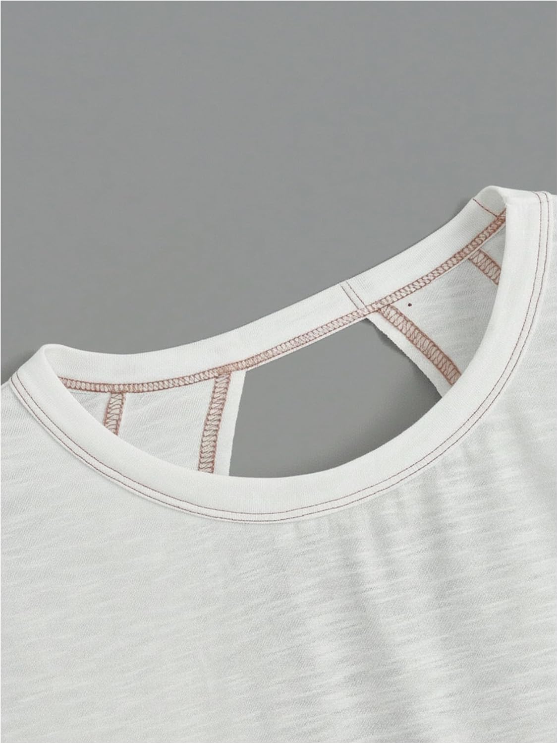 Women's 2 Packs Open Back Tops Criss Cross Cut Out Summer Casual T Shirt Crewneck Short Sleeve Backless Tee - Image 5