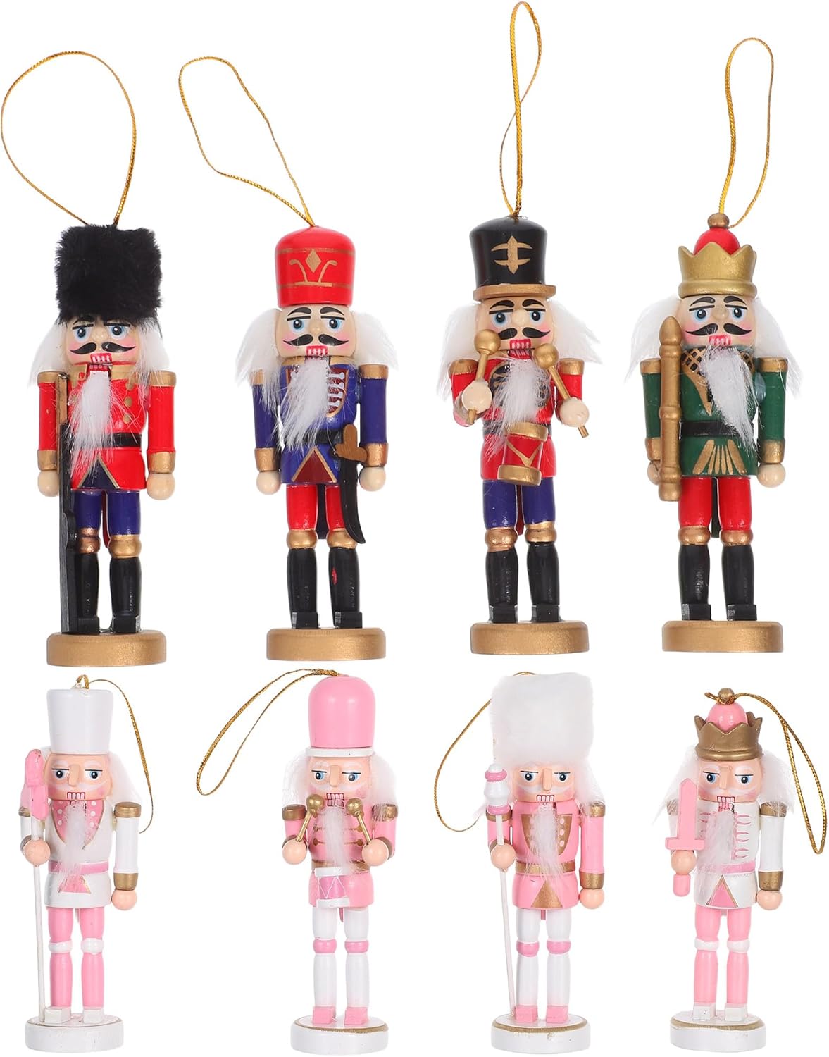 LUOZZY 8pcs Christmas Nutcracker Soldier Wooden Figurine 13cm Festive Desktop Ornament Puppet Centerpiece Collectible Doll