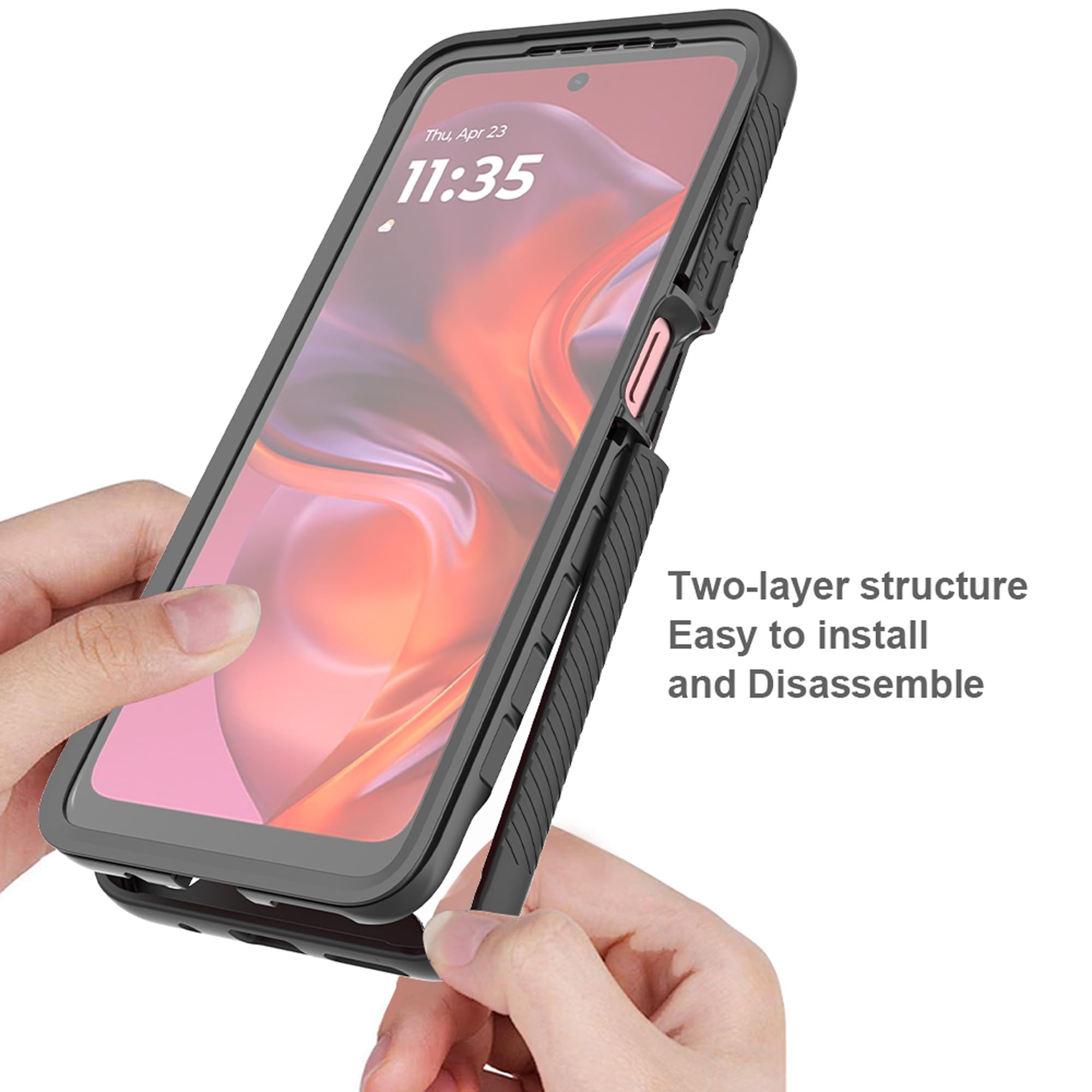 ESHUYI 360° Panzerhülle Für Motorola Moto E15/G05 – Stoßfest, Klar, Mit Displayschutz