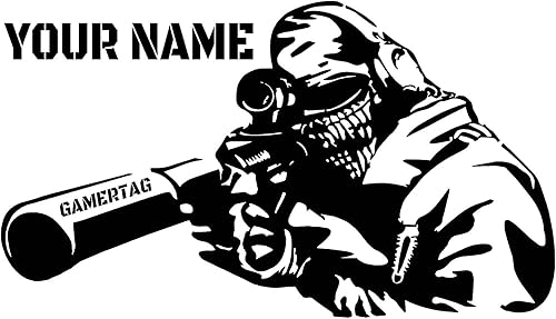 Calcomanía de vinilo con nombre de francotirador y gamertag de videojuegos para videojuegos con nombre personalizado GamerTag Joystick, decoración