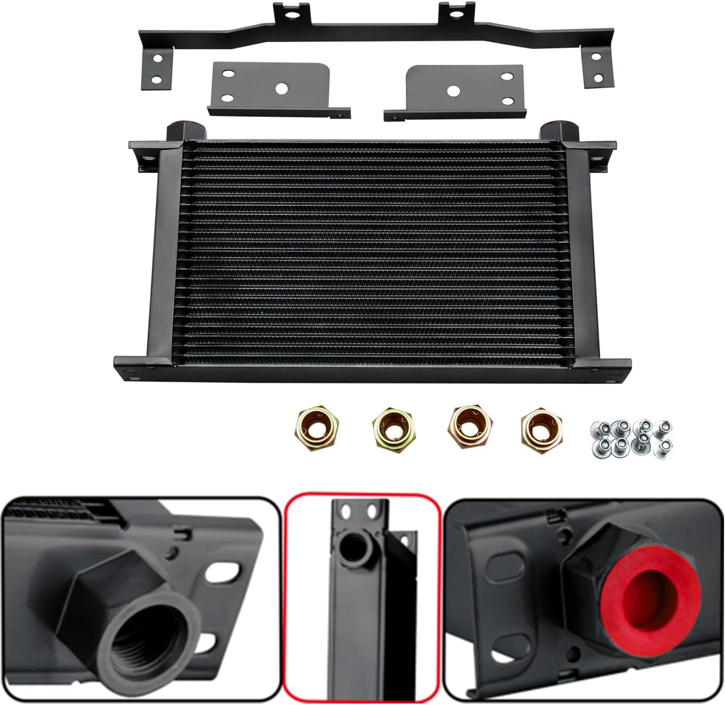 Black Aluminium Transmission Oil Cooler Kits for 2001-2005 Chevy Silverado 2500 HD Silverado 3500 Pickup V8 Diesel & 01-05 GMC Sierra 2500 HD 6.6L Duramax OE # 89040217 15170221 15767445